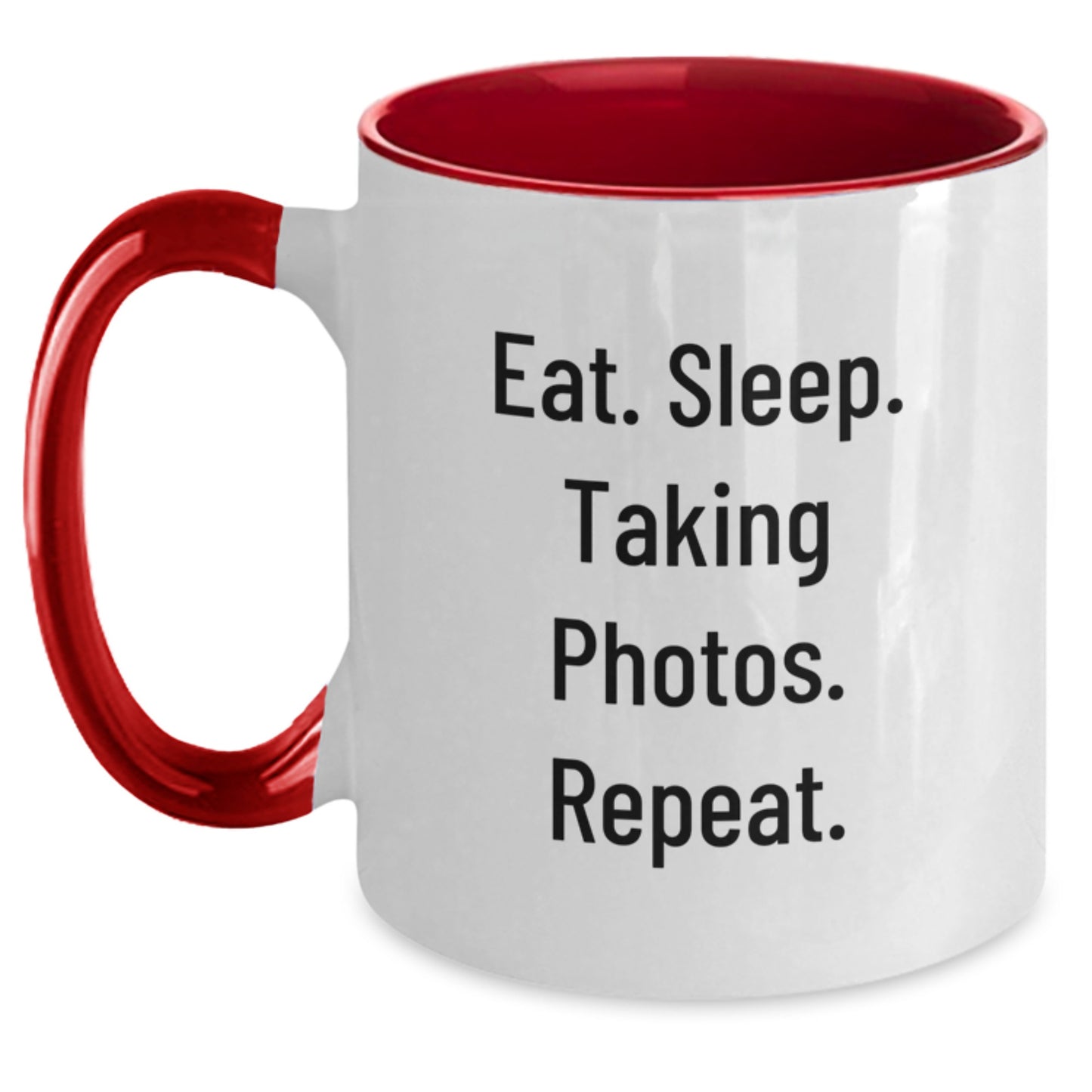 Funny Taking Photos Lover Gifts from Family Friends - Unique Two Tone Coffee Mug, Eat. Sleep. Taking Photos. Repeat. Christmas Unique Gifts for Taking Photos Enthusiasts - Main