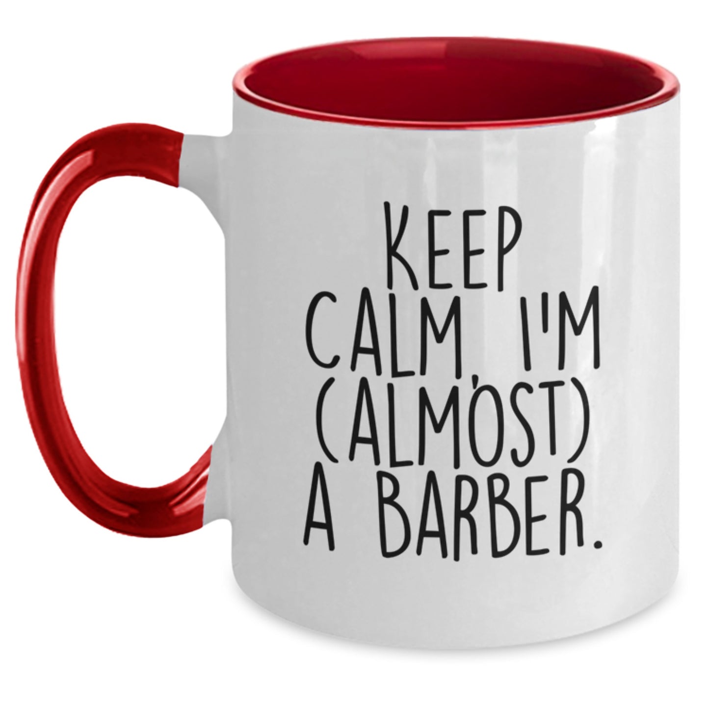 Funny Barber Gifts for Men, Unique Two Tone Coffee Mugs Keep Calm I'm (almost) A Barber Christmas Unique Gifts - Main