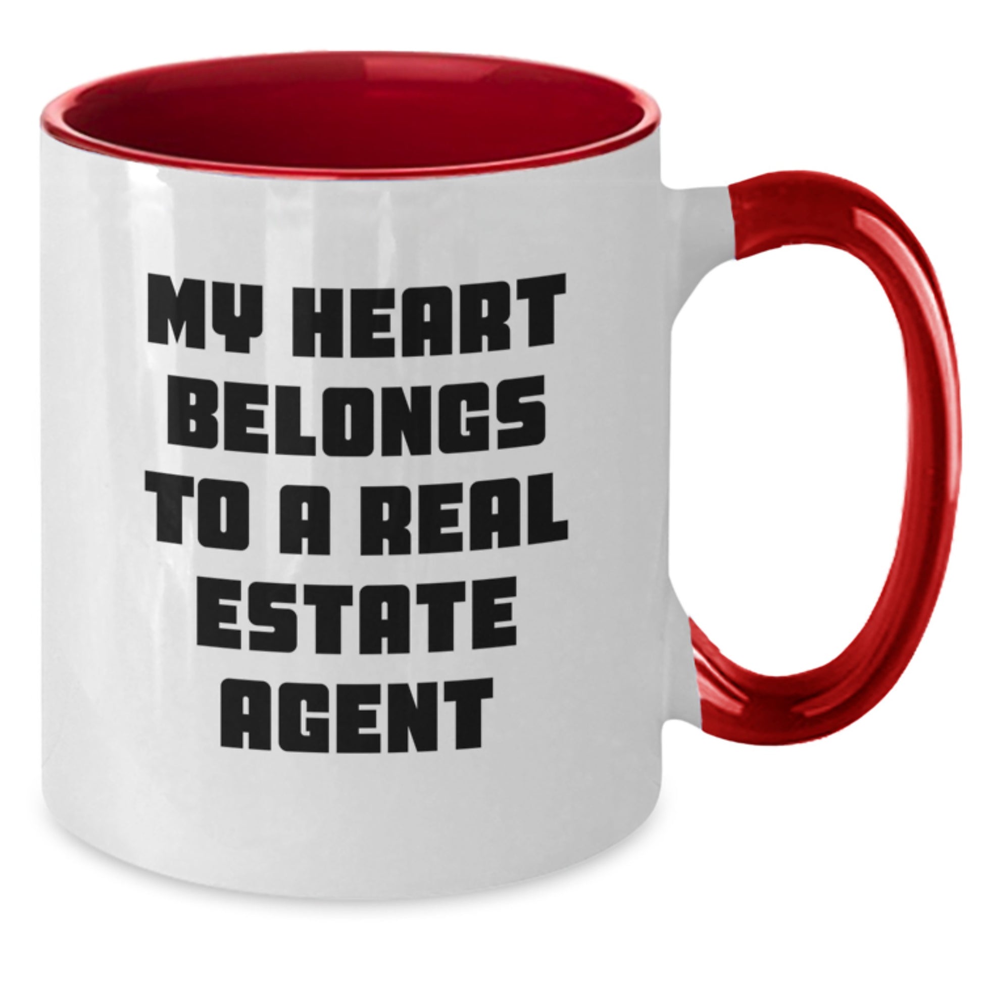 Funny Gifts from Friends to Real Estate Agents - My Heart Belongs To A Real Estate Agent Two Tone Coffee Mug, Christmas Unique Gifts - Additional