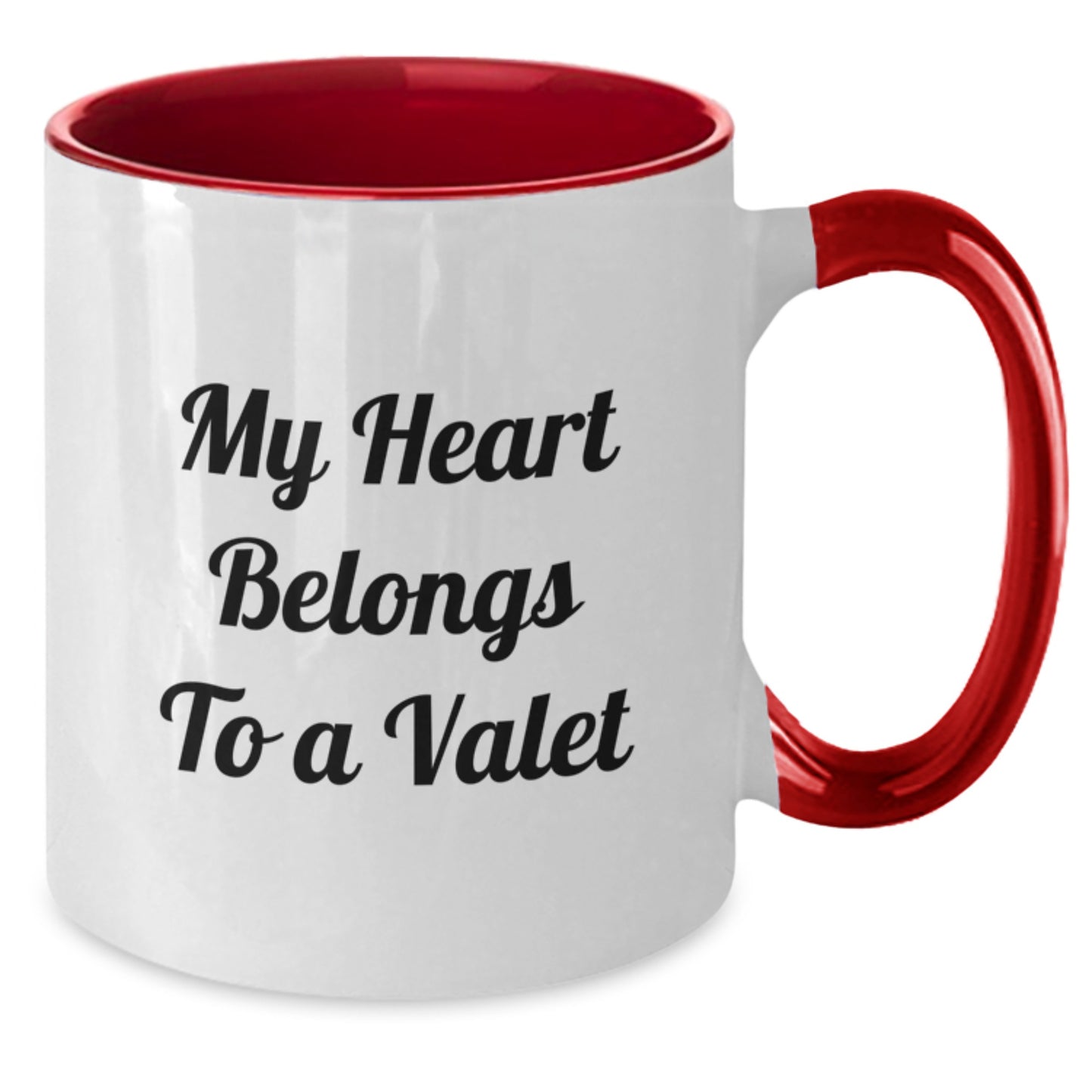 Cute Valet Gifts from Friends for Men Valet Two Tone Coffee Mugs - My Heart Belongs To A Valet, Funny Quote, Christmas Unique Presents - Additional