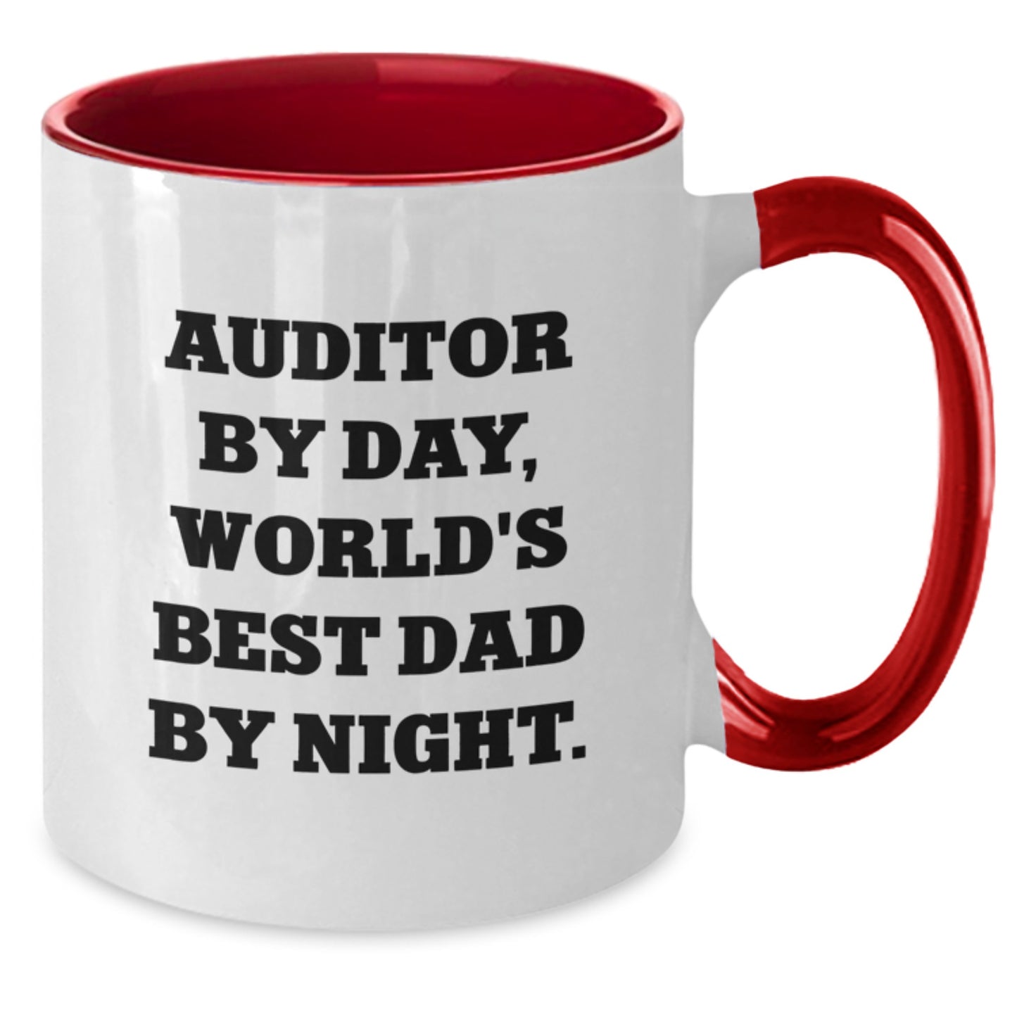 Funny Auditor Gifts: Auditor By Day, World's Best Dad By Night. Two Tone Coffee Mug for Birthday - Additional