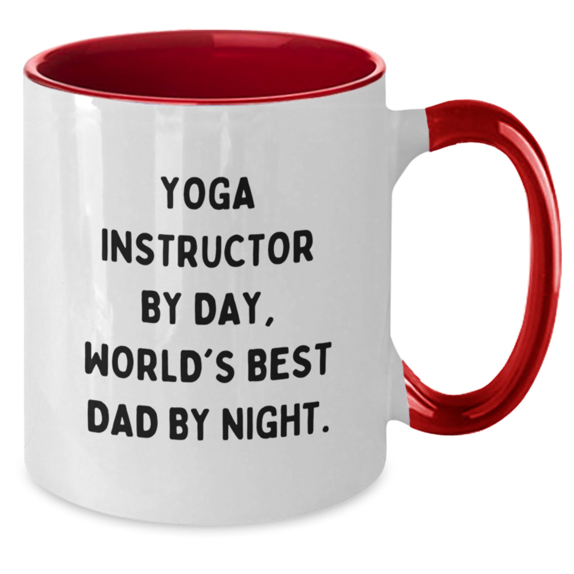 Funny Yoga Instructor Gifts from Dad - 'Yoga Instructor By Day, World's Best Dad By Night.' Two Tone Coffee Mug, Birthday Unique Presents for Men - Additional