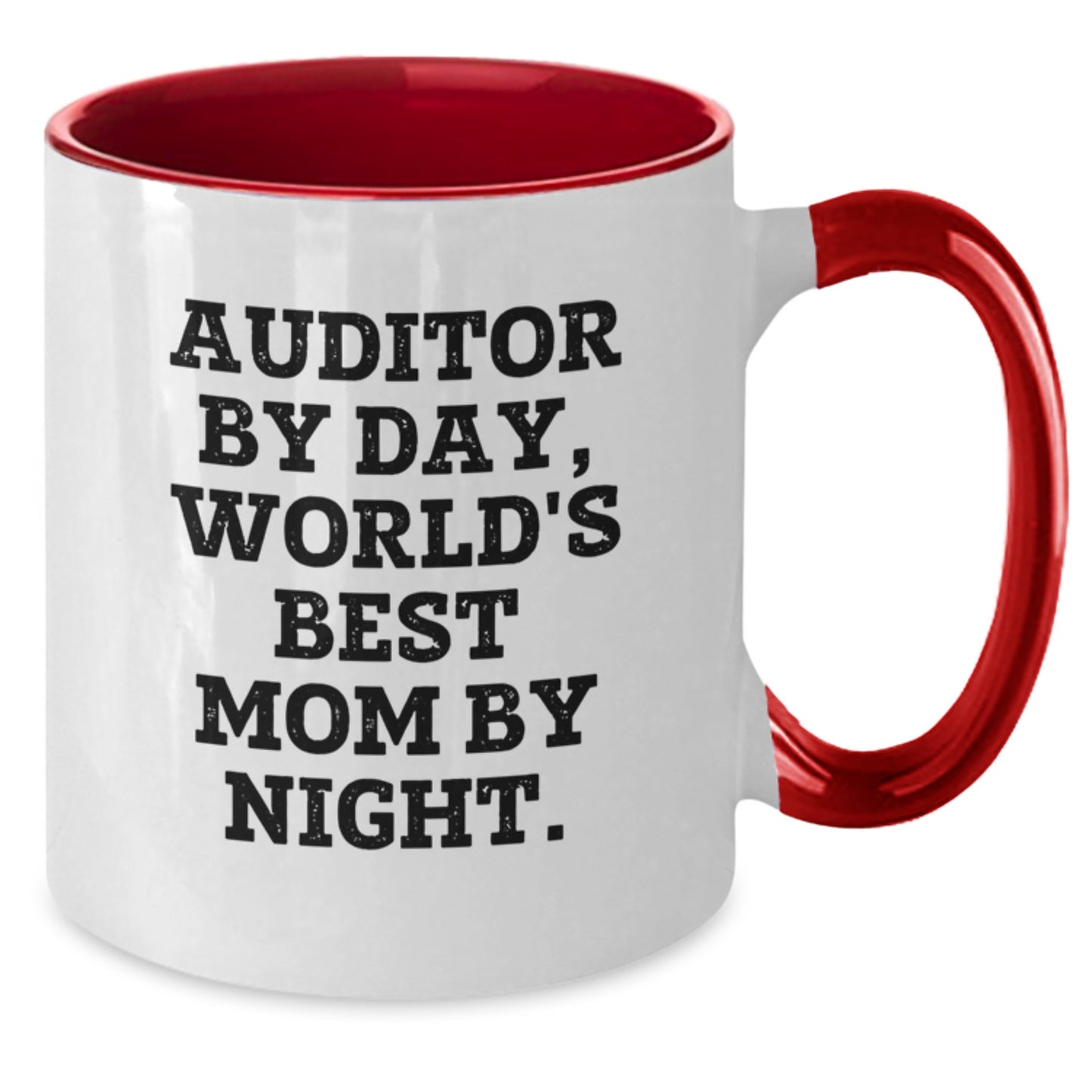 Cute Auditor Gifts from Mom, 'Auditor By Day, World's Best Mom By Night' Funny Two Tone Coffee Mug for Christmas Unique Gifts - Additional