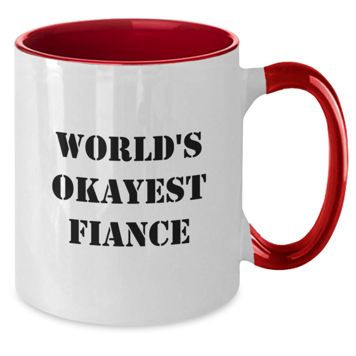 Funny Fiance Gifts from Men Unique Two Tone Coffee Mug World's Okayest Fiance for Birthday - Additional