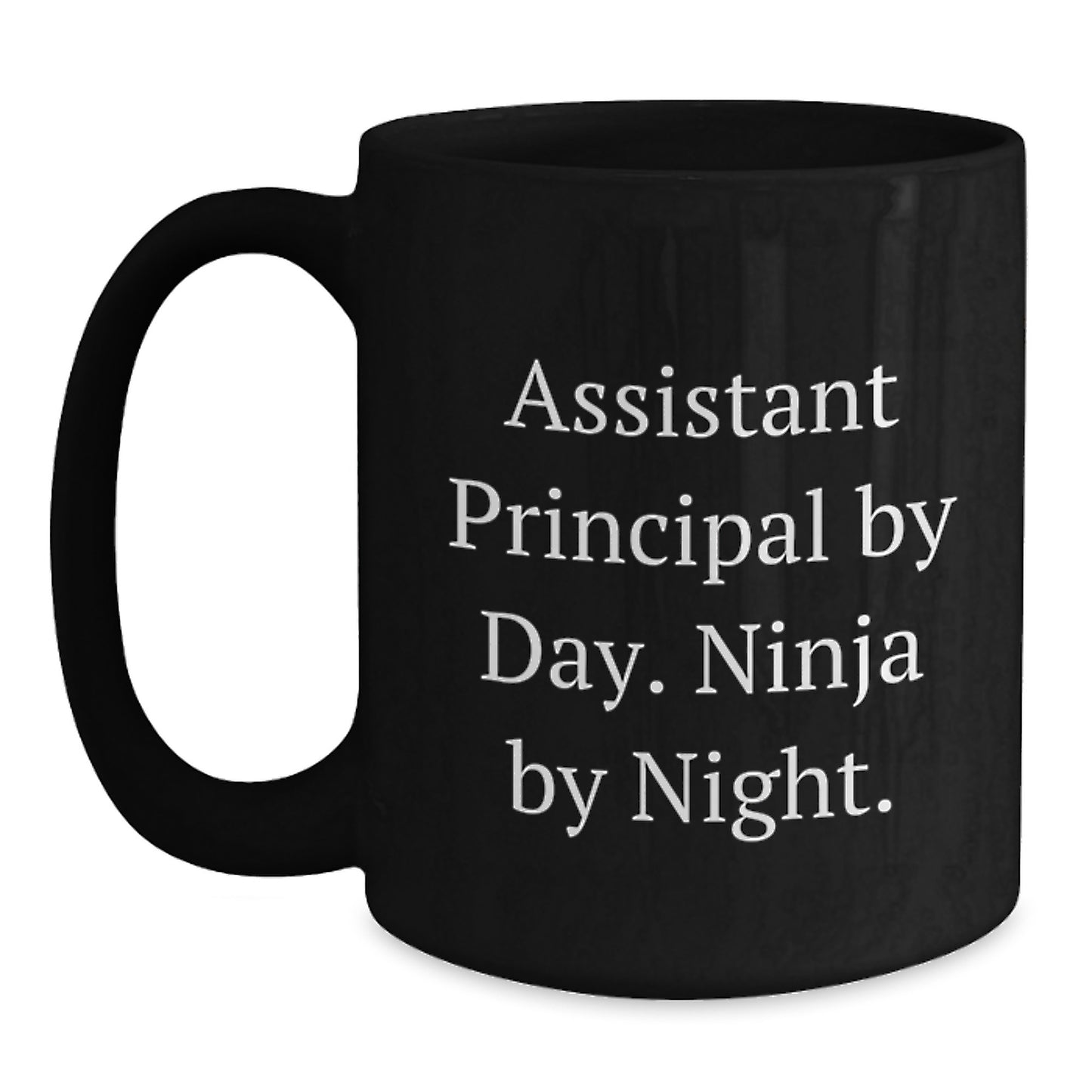 Funny Assistant Principal Gifts, Birthday Unique Mugs for Assistant Principals, Black Coffee Mug with Quote 'Assistant Principal By Day. Ninja By Night.' from Friends - Main