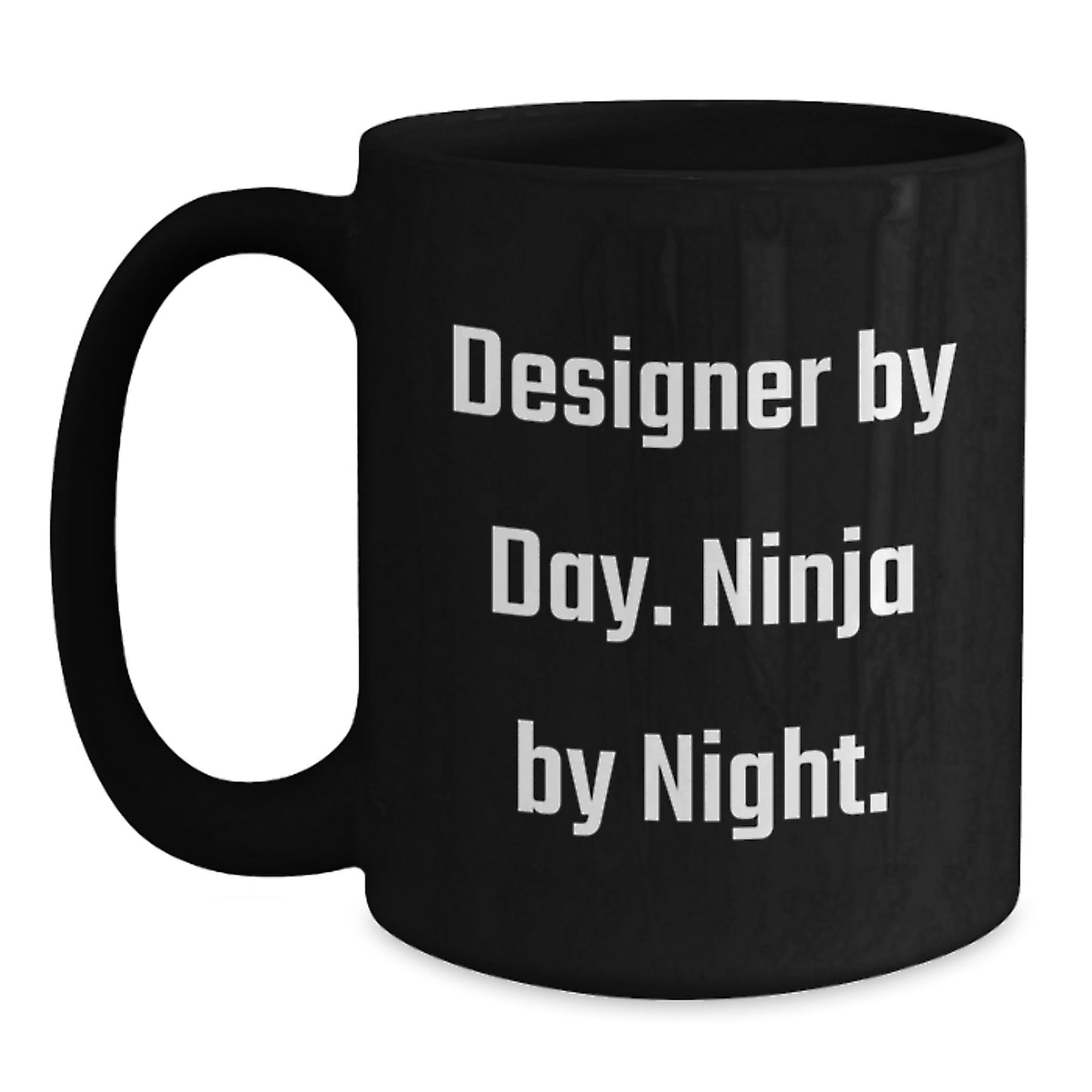 Designer Gifts for Men and Women, Black Coffee Mug, Funny Quote 'Designer By Day. Ninja By Night.' for Christmas - Main