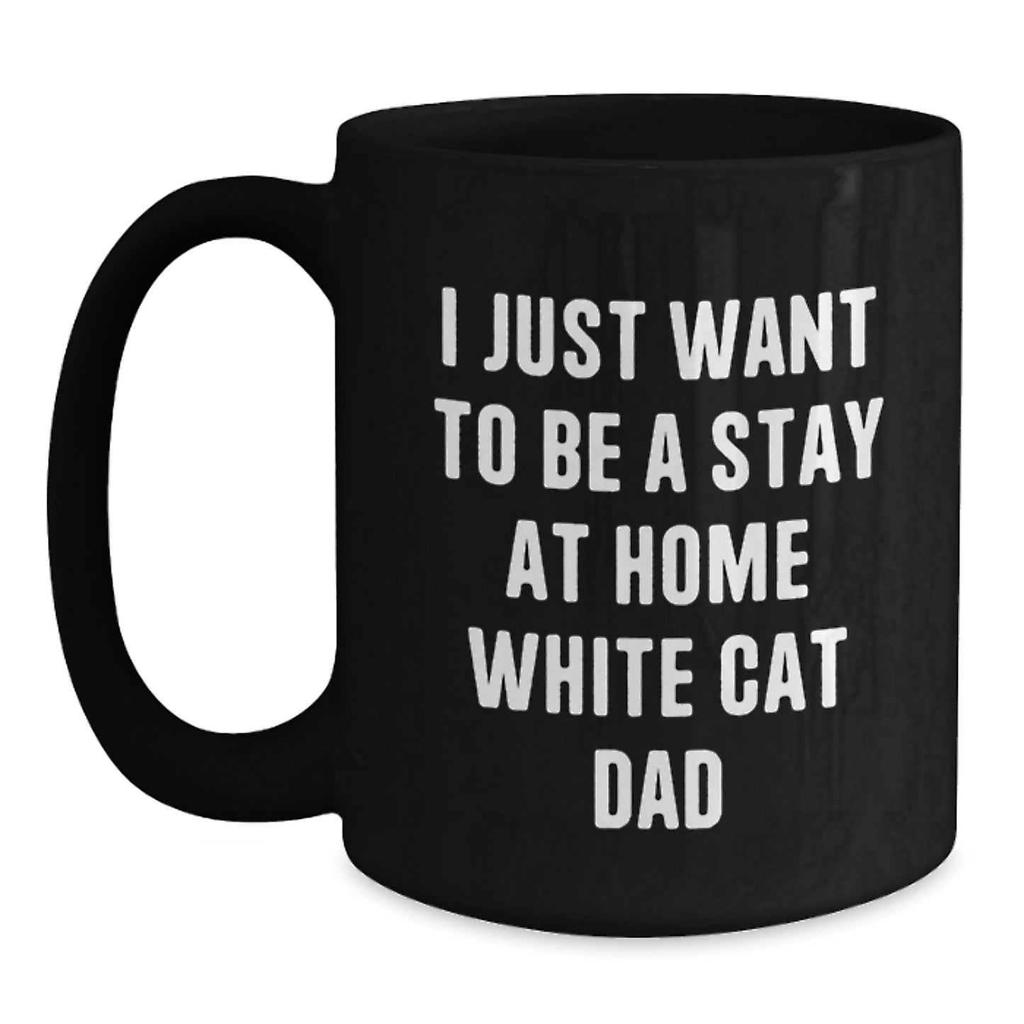 Funny White Cat Gifts from Dad to Son White Cat Dad Black Coffee Mug, Christmas Unique Gifts - Main