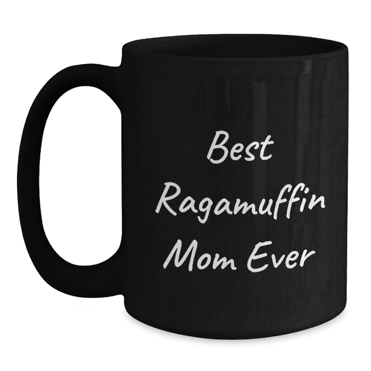 Funny Ragamuffin Cat Mom Gifts from Women to Birthday Friends - Black Coffee Mug with Best Ragamuffin Mom Ever Quote - Main