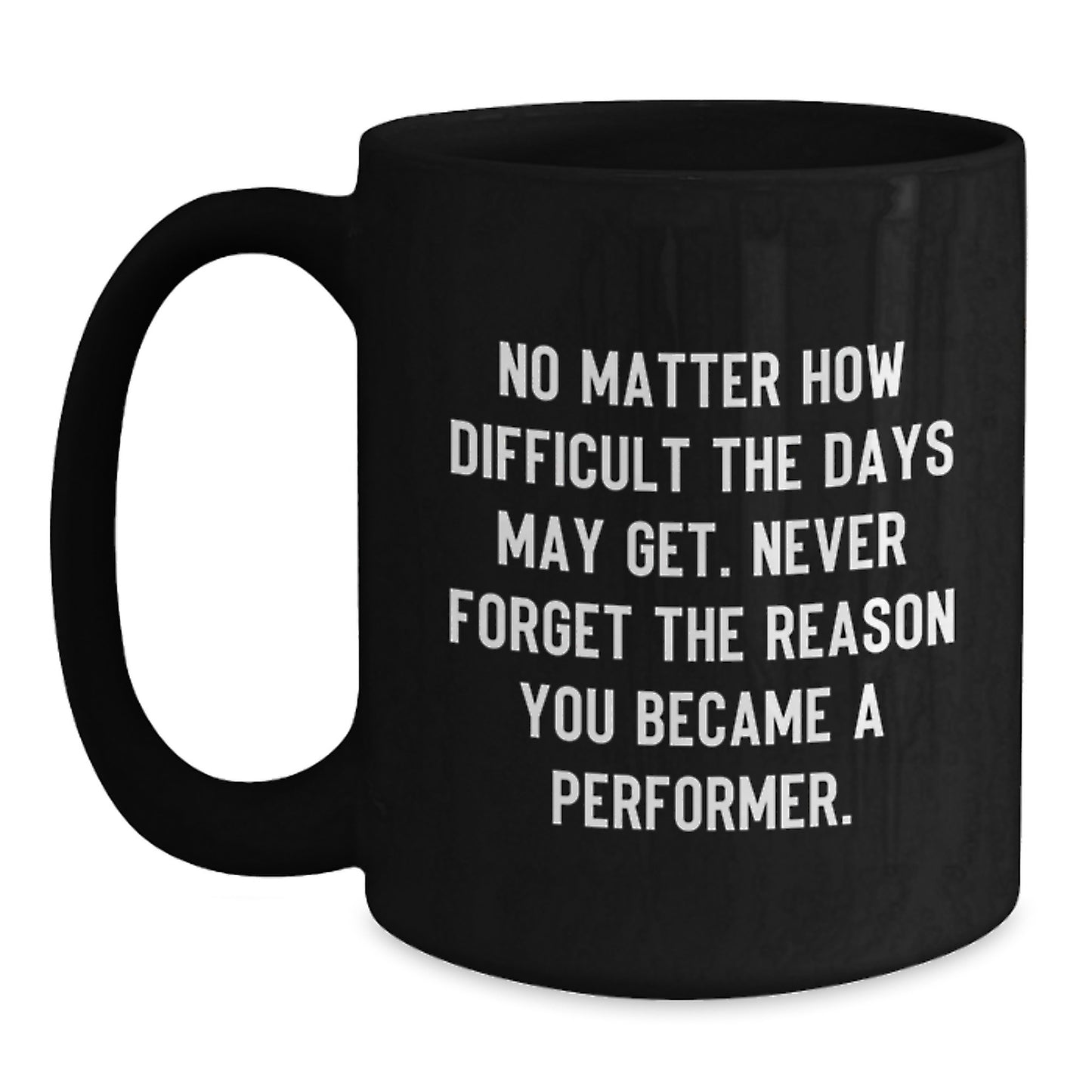 Funny Performer Gifts from Friends, Inspirational Unique Black Coffee Mug for Men, Never Forget the Reason You Became a Performer, Graduation Unique Gifts - Main