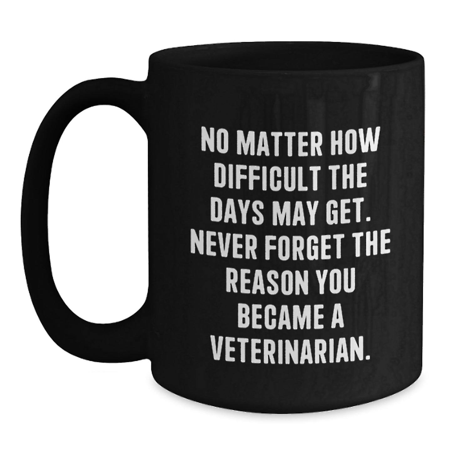 Veterinarian Inspirational Graduation Unique Gifts from Friends, Family, Coworkers, or Men and Women - Funny Motivational Quote Black Coffee Mug, 11oz or 15oz - Main