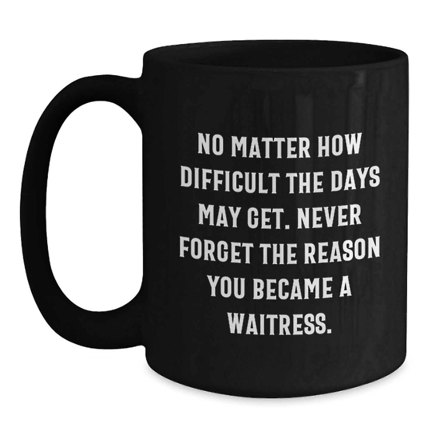 Funny Inspirational Quote Gift for Waitress Friend from Men, Funny Waitress Graduation Unique Gifts Black Coffee Mug, Never Forget the Reason You Became a Waitress Ceramic Mug - Main