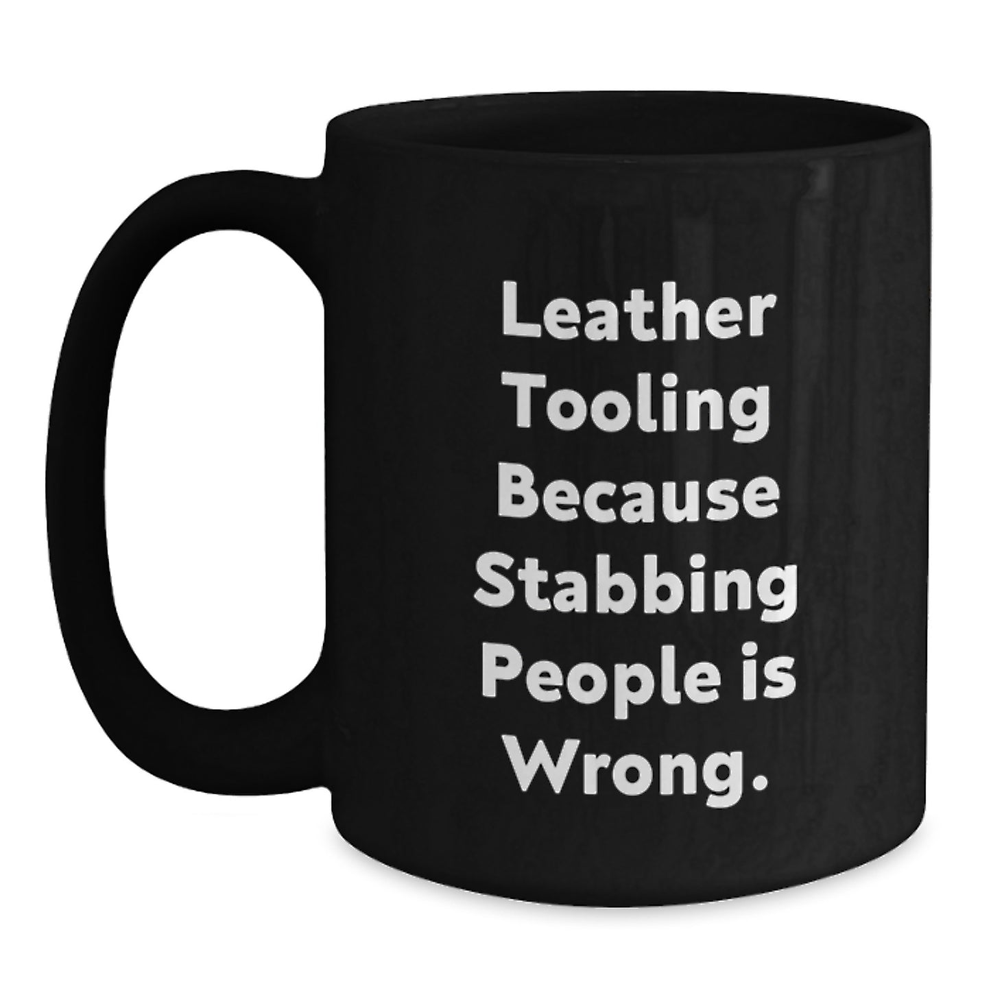 Leather Tooling Humor Funny Black Coffee Mug Gifts for Men from Friends - Main