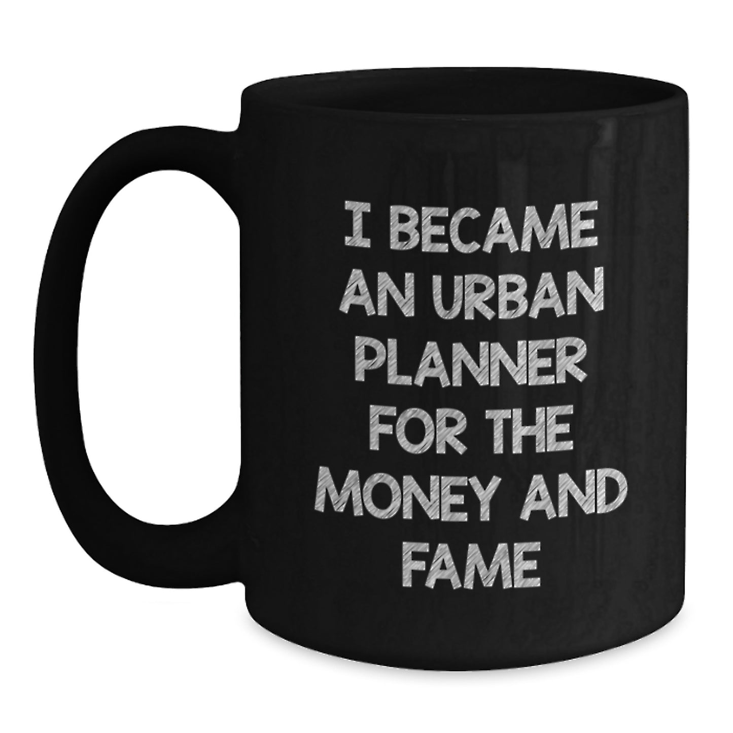 Funny Urban Planner Gifts for Men, Black Coffee Mug, I Became An Urban Planner For The Money And Fame, Unique Christmas Unique Gifts from Friends - Main