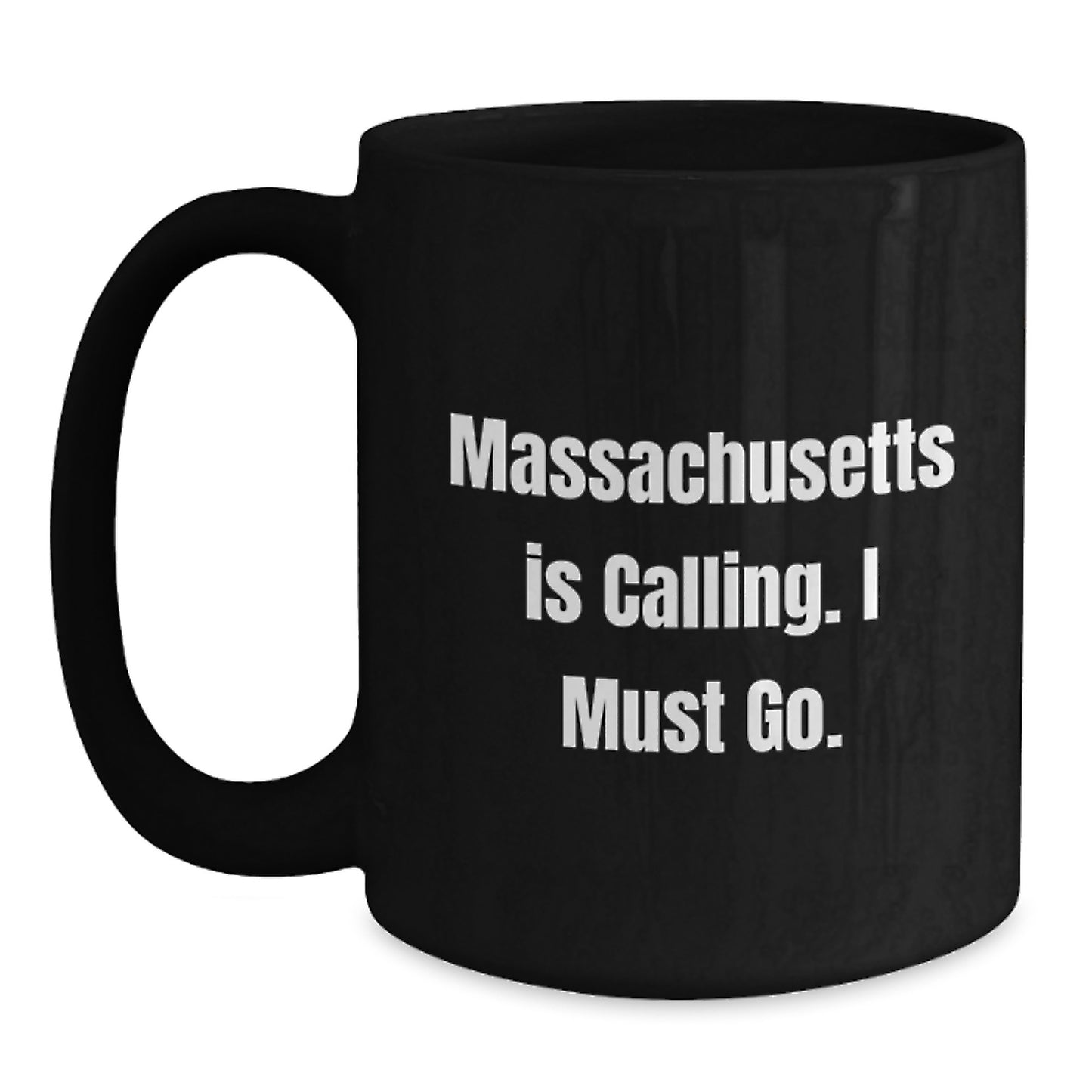 Funny Massachusetts Gifts from Friends, Black Coffee Mugs with Massachusetts Is Calling I Must Go Quote, Christmas Unique Gifts for Family - Main