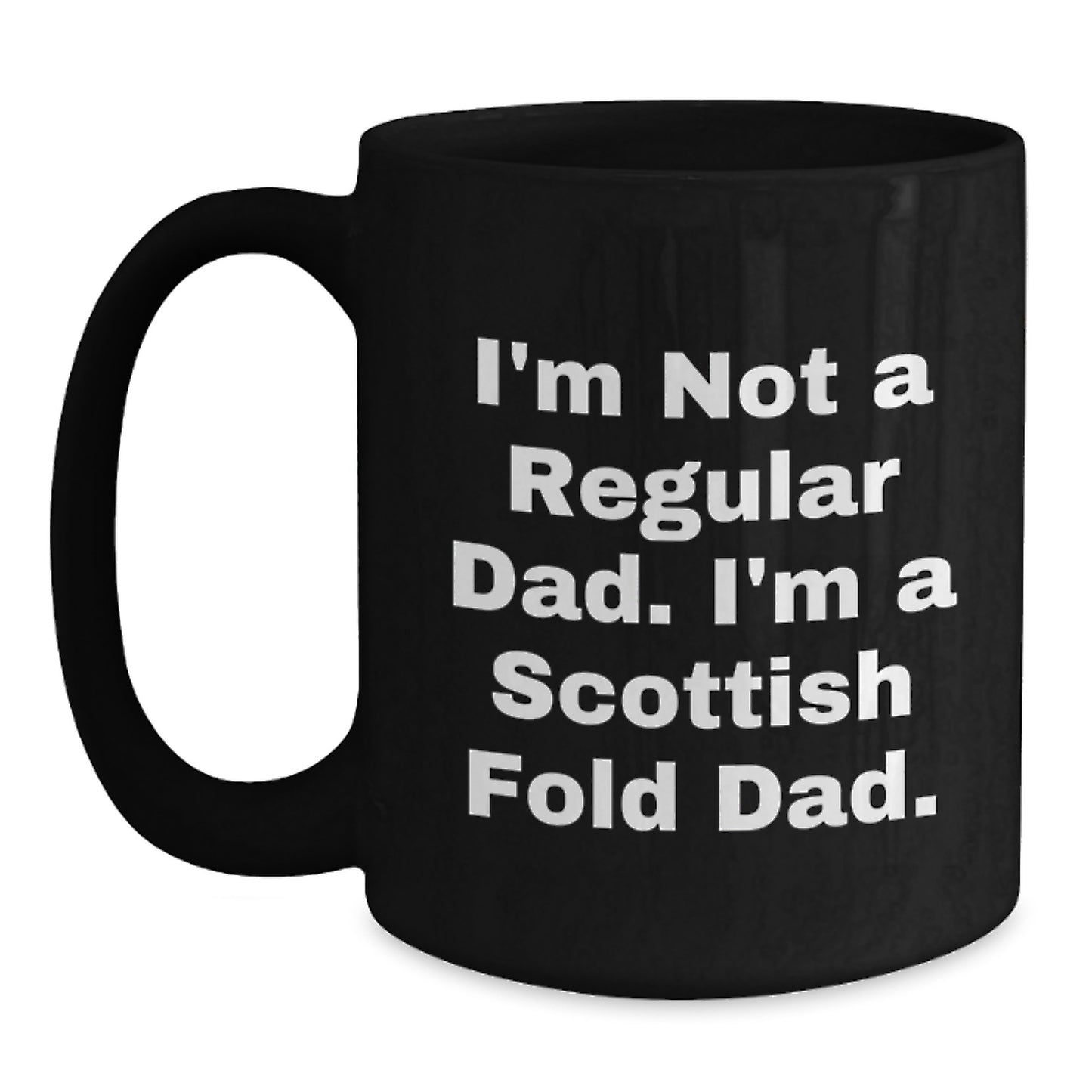 Funny Scottish Fold Cat Dad Gifts - Black Coffee Mug for Scottish Fold Cat Lovers, Gifts from Family to Mom, Dad, or Friends for Graduation - Main