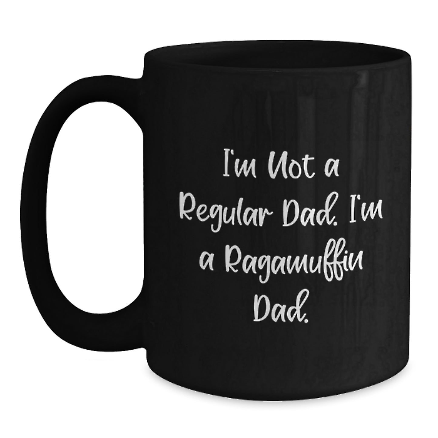 Funny Ragamuffin Cat Gifts for Dad, Black Coffee Mug, 'I'm Not A Regular Dad. I'm A Ragamuffin Dad.' Christmas Unique Mug from Husband to Wife - Main