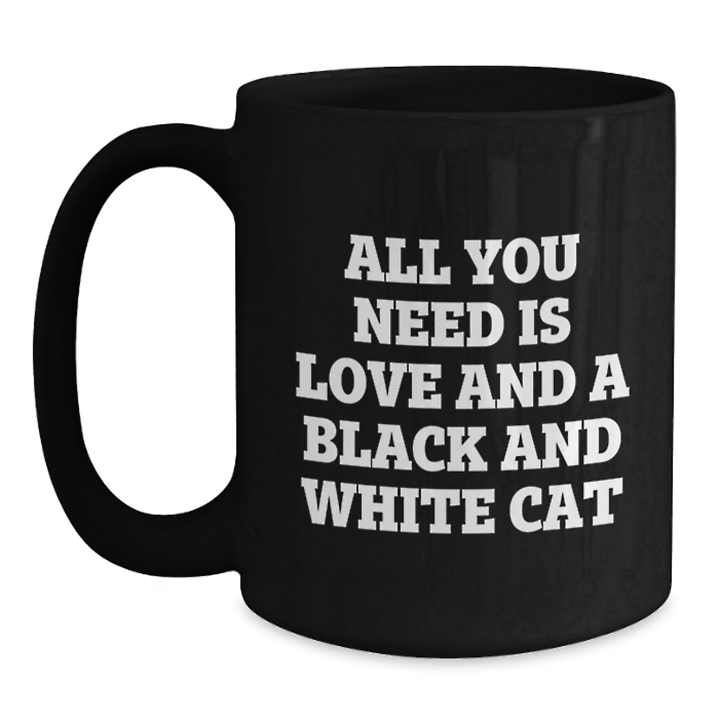 Funny Black and White Cat Gifts from Men to Friends - Christmas Unique Mugs with Love Quote, Black Coffee Mug for Cat Lovers - Main