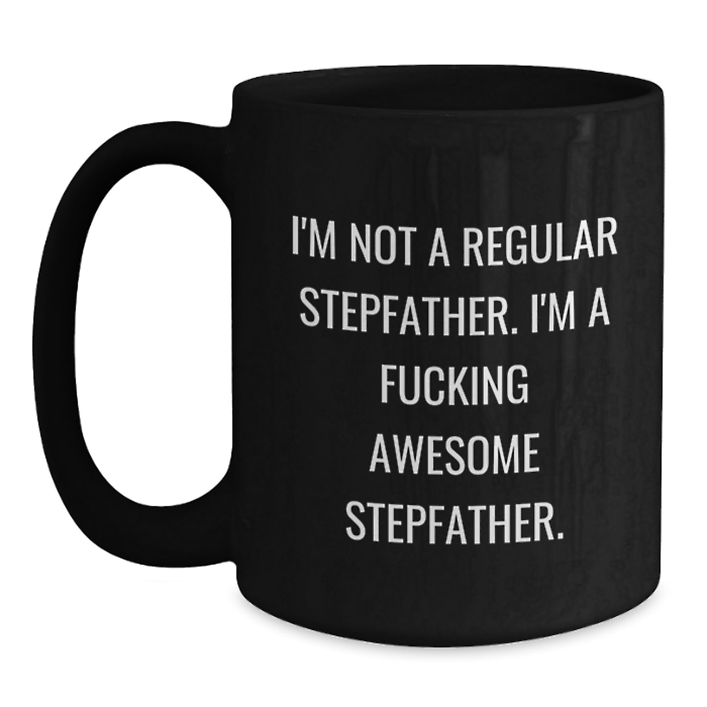 Funny Stepfather Christmas Unique Gifts from Men to Stepfather, Black Coffee Mugs for Awesome Dads, Unique Gifts for Stepfather - Main