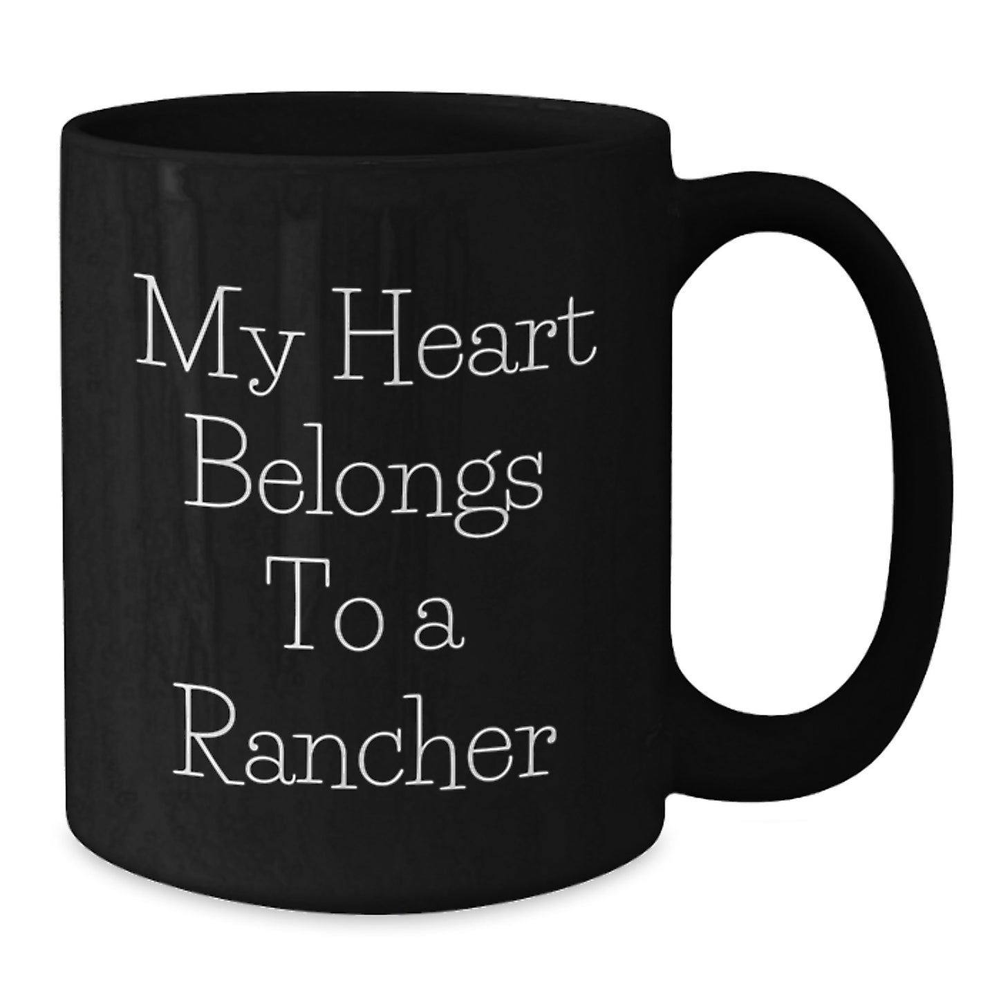 Funny Rancher Gifts from Men to Friends 'My Heart Belongs To A Rancher' Black Coffee Mug for Rancher Lovers at Christmas Unique Gifts - Additional