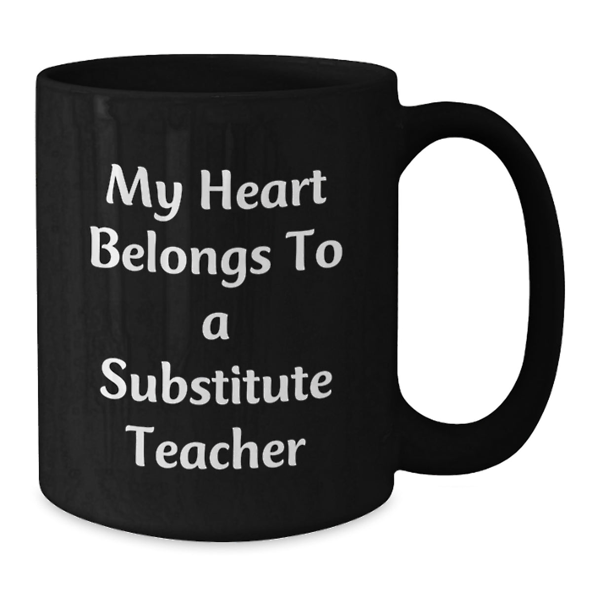 Funny Gifts for Substitute Teachers, Unique Black Coffee Mugs for Men, Women, Friends, Coworkers, Family - 'My Heart Belongs To A Substitute Teacher' Christmas Unique Gifts from Friends - Additional