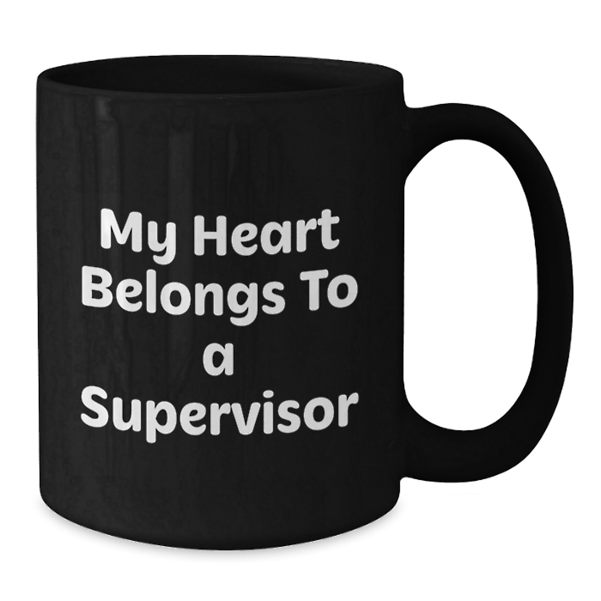 Funny Gifts for Supervisor from Friends Christmas Unique Supervisor Mug 'My Heart Belongs To A Supervisor' Black Coffee Mug - Additional