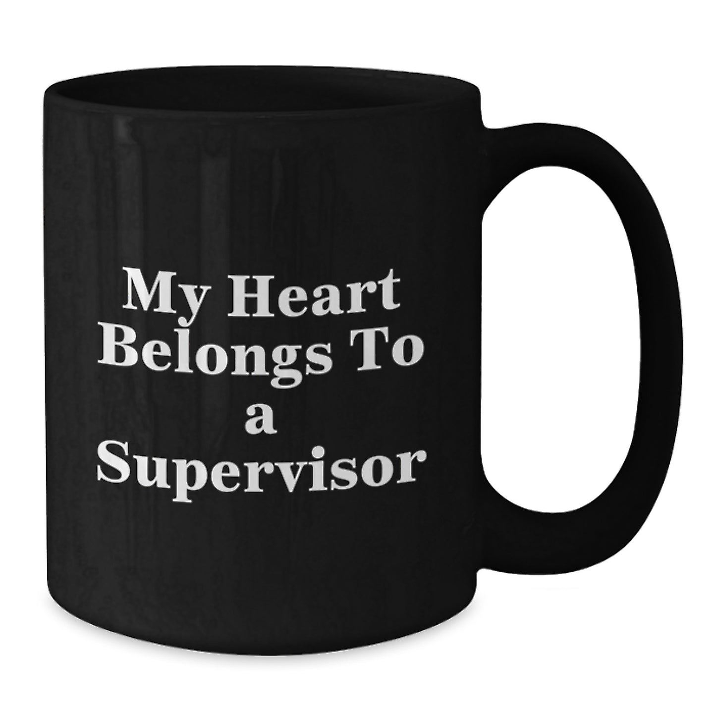 Funny Supervisor Gifts from Friends - My Heart Belongs To A Supervisor Black Coffee Mug Christmas Unique - Additional