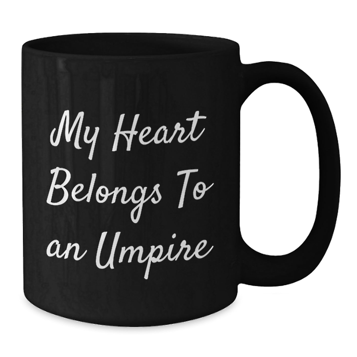 Funny Umpire Gifts for Him Christmas Unique Mugs from Men to Umpires, Black Coffee Mug with Quote 'My Heart Belongs To An Umpire' - Additional