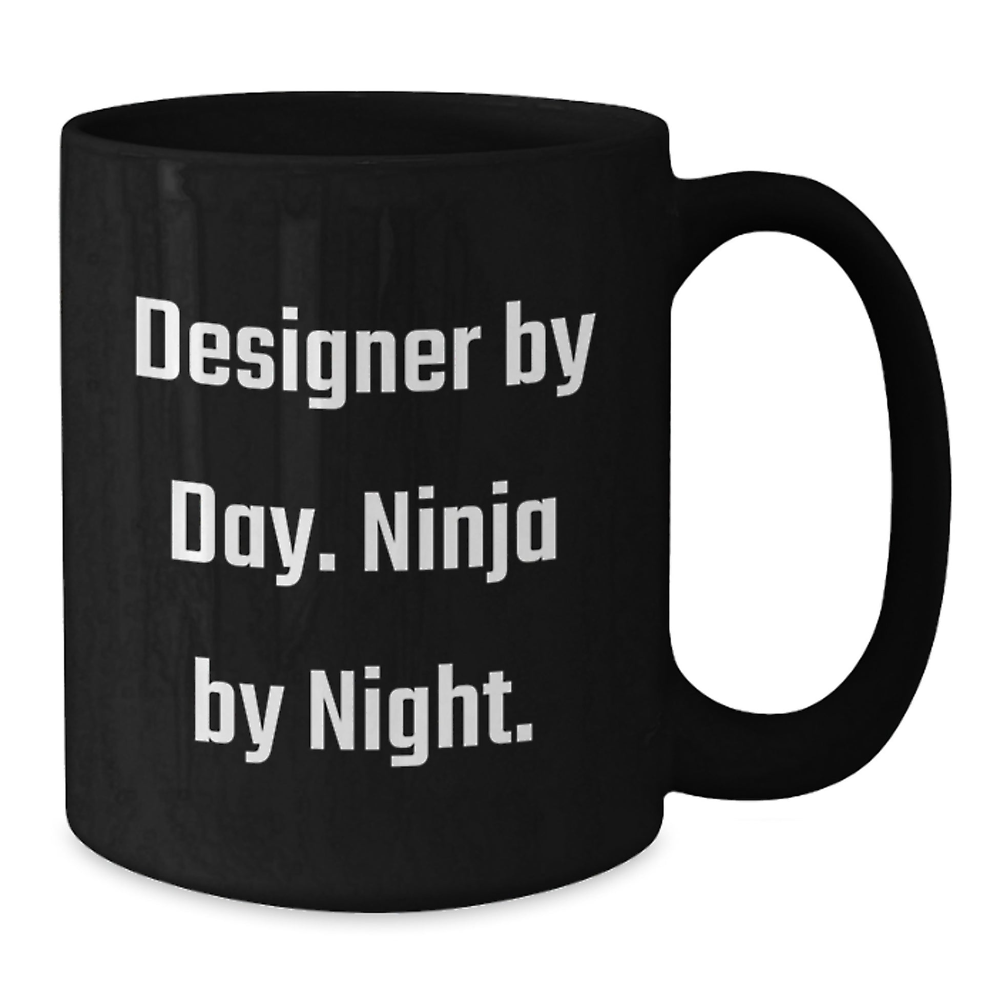 Designer Gifts for Men and Women, Black Coffee Mug, Funny Quote 'Designer By Day. Ninja By Night.' for Christmas - Additional