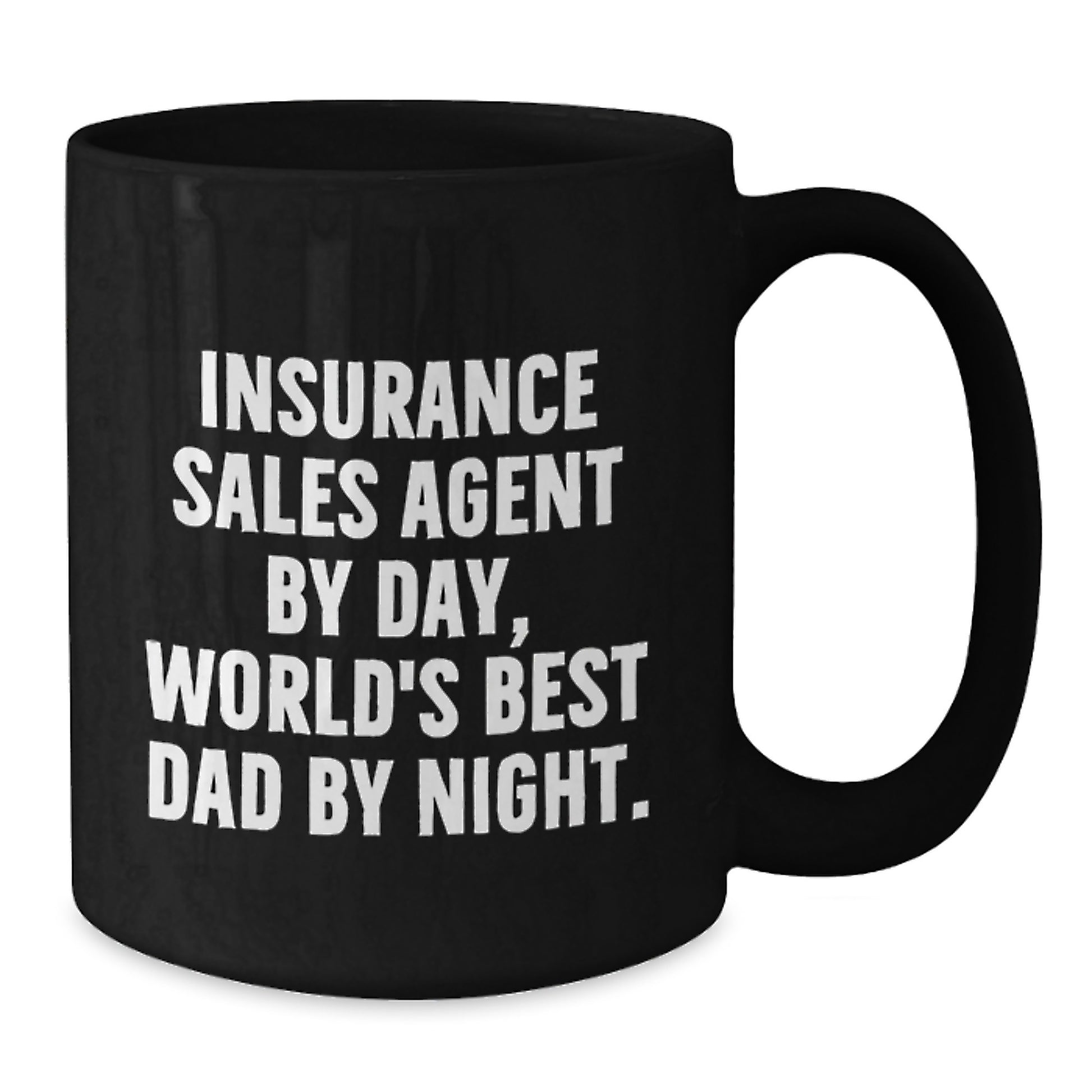 Insurance Sales Agent Funny Mug, Gifts from Dad for Insurance Sales Agent Birthday, 'Insurance Sales Agent By Day, World's Best Dad By Night' Black Coffee Mug, Unique Birthday Unique Gifts for Men - Additional