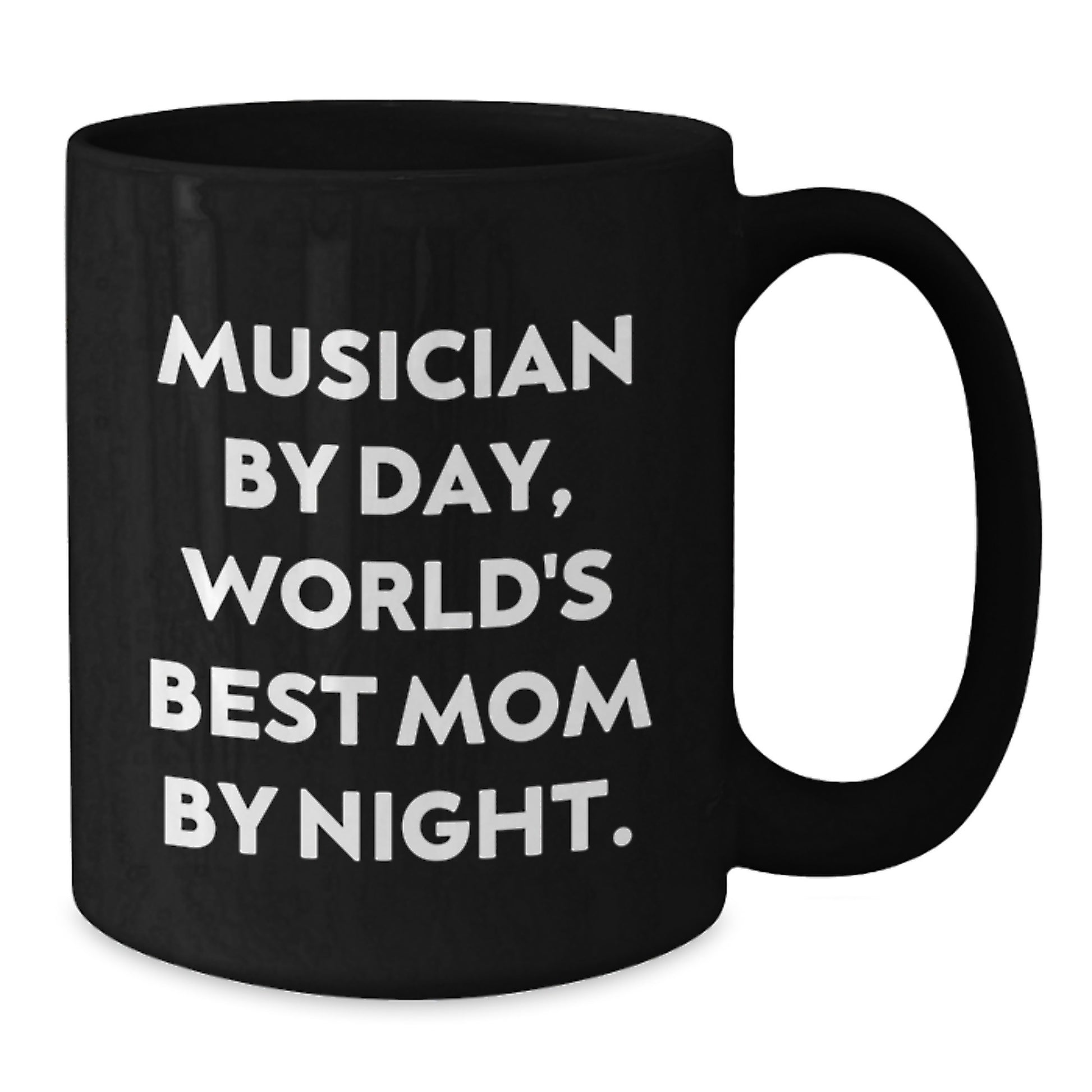 Funny Musician Gifts for Birthday - 'Musician By Day, World's Best Mom By Night.' Black Coffee Mug from Mom to Musician - Additional