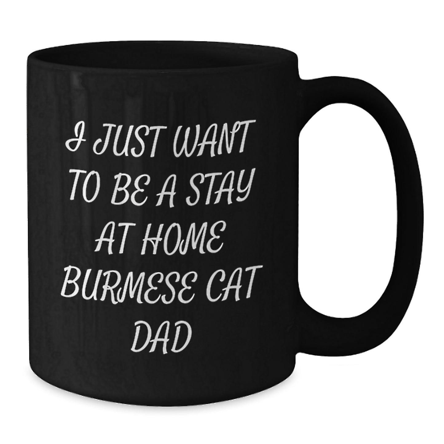 Funny Burmese Cat Dad Gifts from Men for Birthday Unique Gifts, I Just Want To Be A Stay At Home Burmese Cat Dad Black Coffee Mug - Additional