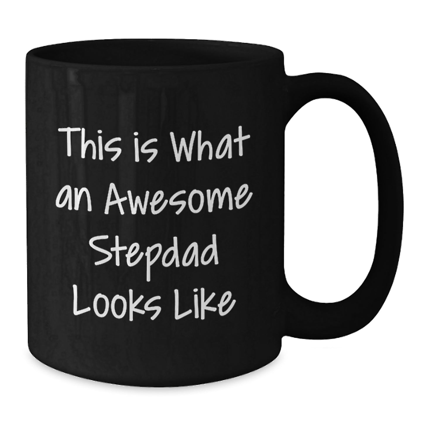 Funny Stepdad Gifts - 'This Is What An Awesome Stepdad Looks Like' Black Coffee Mug, Gifts from Family, Graduation Unique Gifts for Men, 11oz or 15oz Microwave and Dishwasher Safe - Additional