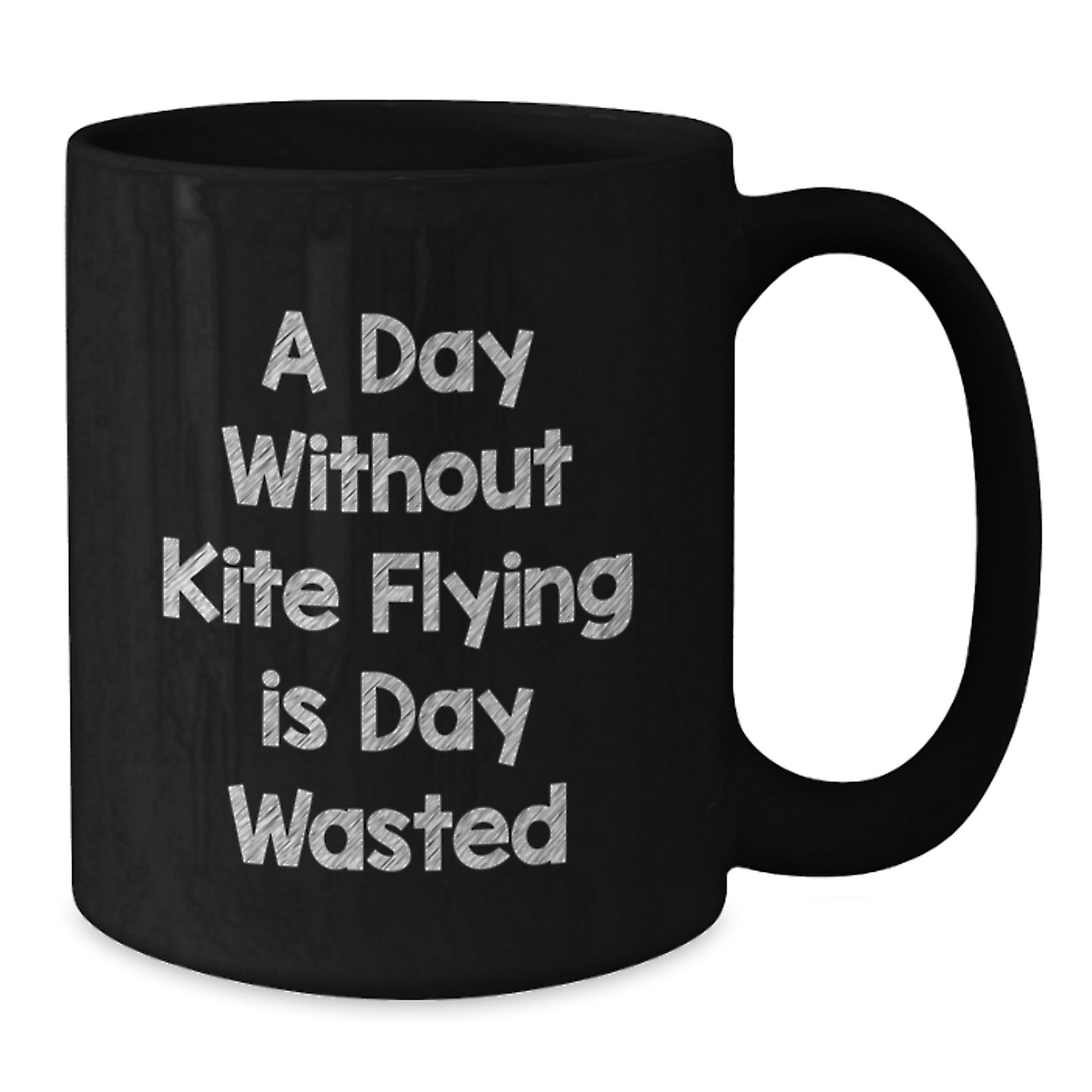 Kite Flying Enthusiasts Gifts from Friends for Kite Flying Lovers, A Day Without Kite Flying Is Day Wasted, Black Coffee Mug for Birthday - Additional