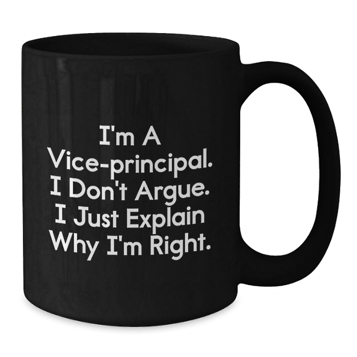 Funny Vice-principal Gifts from Men - Black Coffee Mug for the Rightful Authority, Mother's Day Unique Gifts for Vice-principal Women, I'm A Vice-principal. I Don't Argue. - Additional