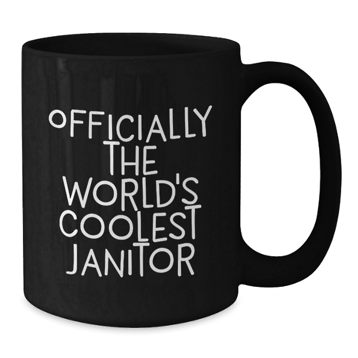 Funny Janitor Gifts for Men, Officially The 'World's Coolest Janitor' Black Coffee Mug, Perfect Graduation Unique Gifts from Friends - Additional