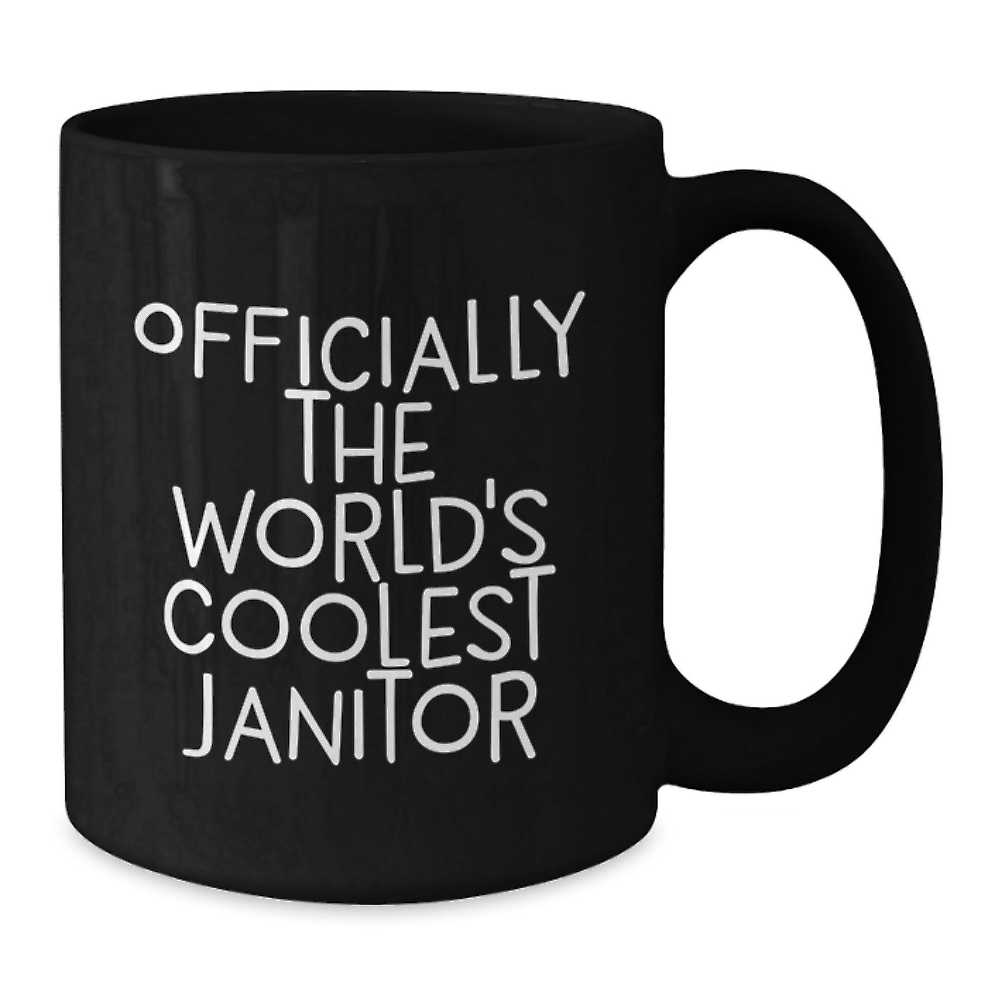Funny Janitor Gifts for Men, Officially The 'World's Coolest Janitor' Black Coffee Mug, Perfect Graduation Unique Gifts from Friends - Additional