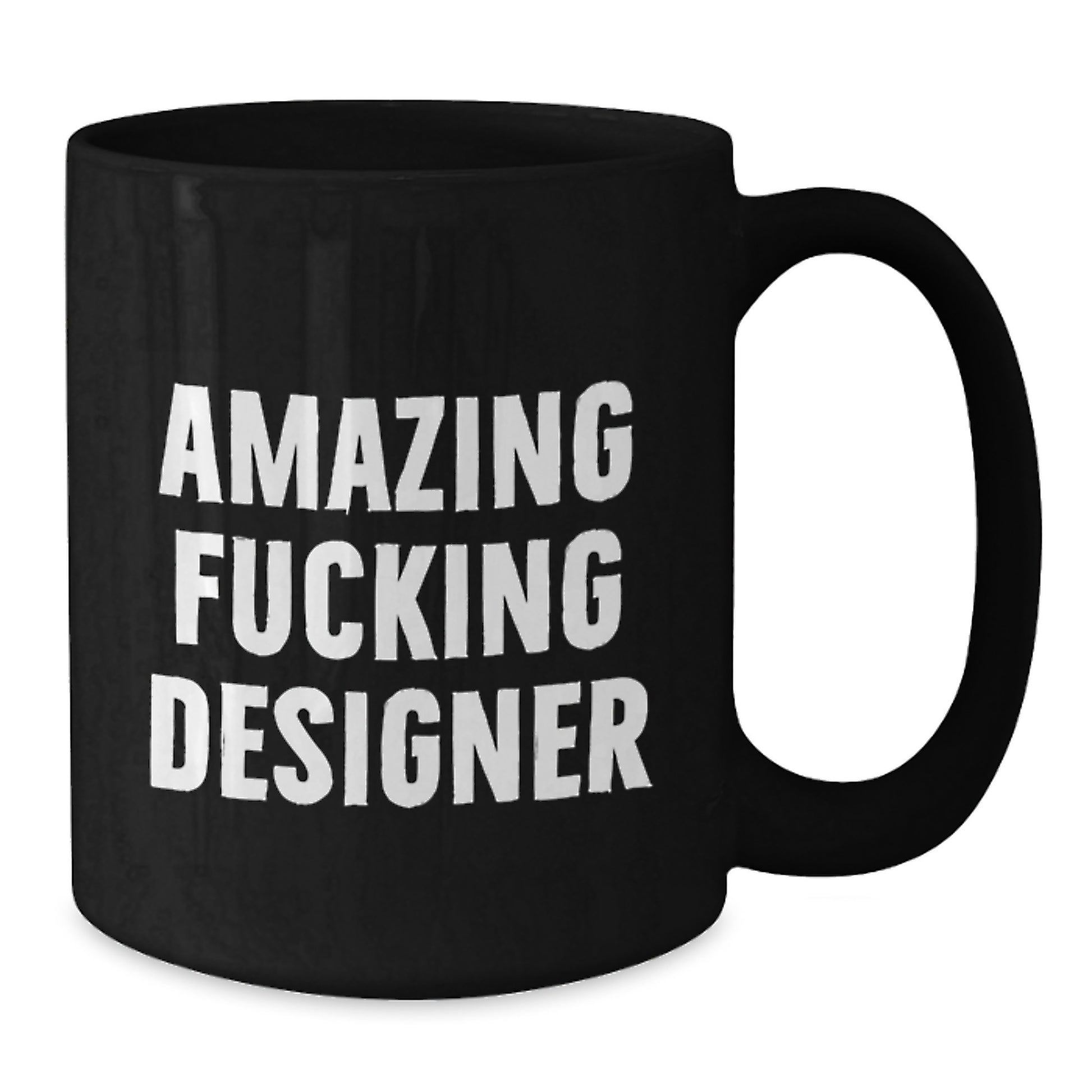 Funny Designer Gifts for Him, Unique Black Coffee Mug, 'Amazing F--king Designer' Quote from Friends, Gifts from Men, Perfect for Christmas - Additional