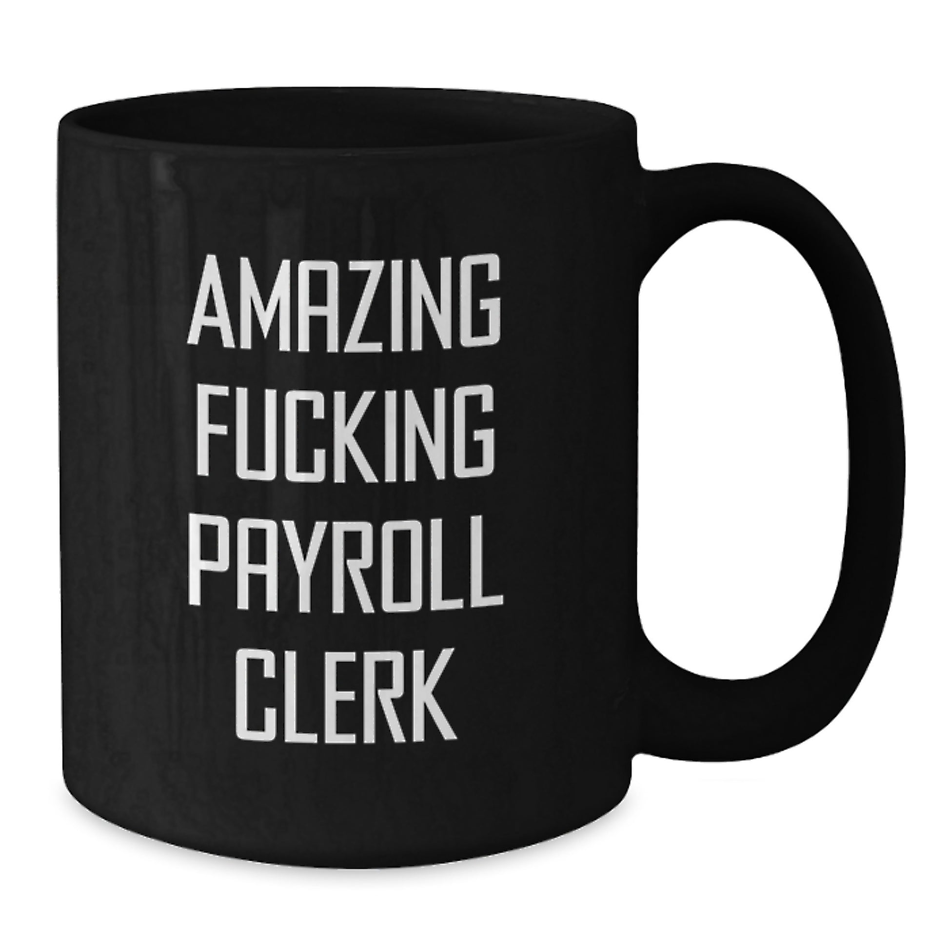Funny Payroll Clerk Gifts from Colleagues, Unique Christmas Unique Gifts for Payroll Clerk, Black Coffee Mug with Amazing F--king Payroll Clerk Quote - Additional