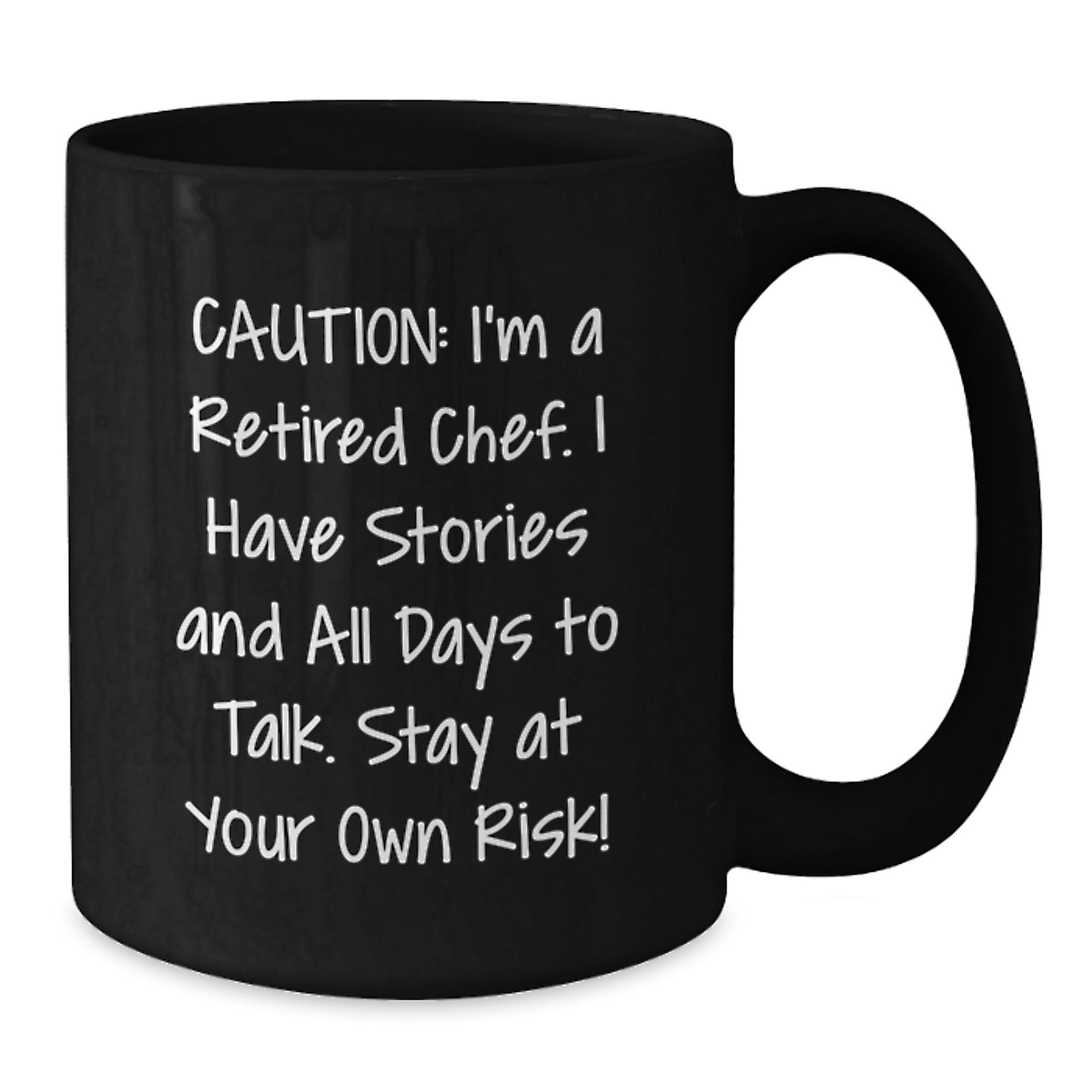 Funny Chef Gifts for Graduation, Black Coffee Mug with Caution Quote, 'Stay At Your Own Risk!' - Gifts from Men to Chef Friends - Additional