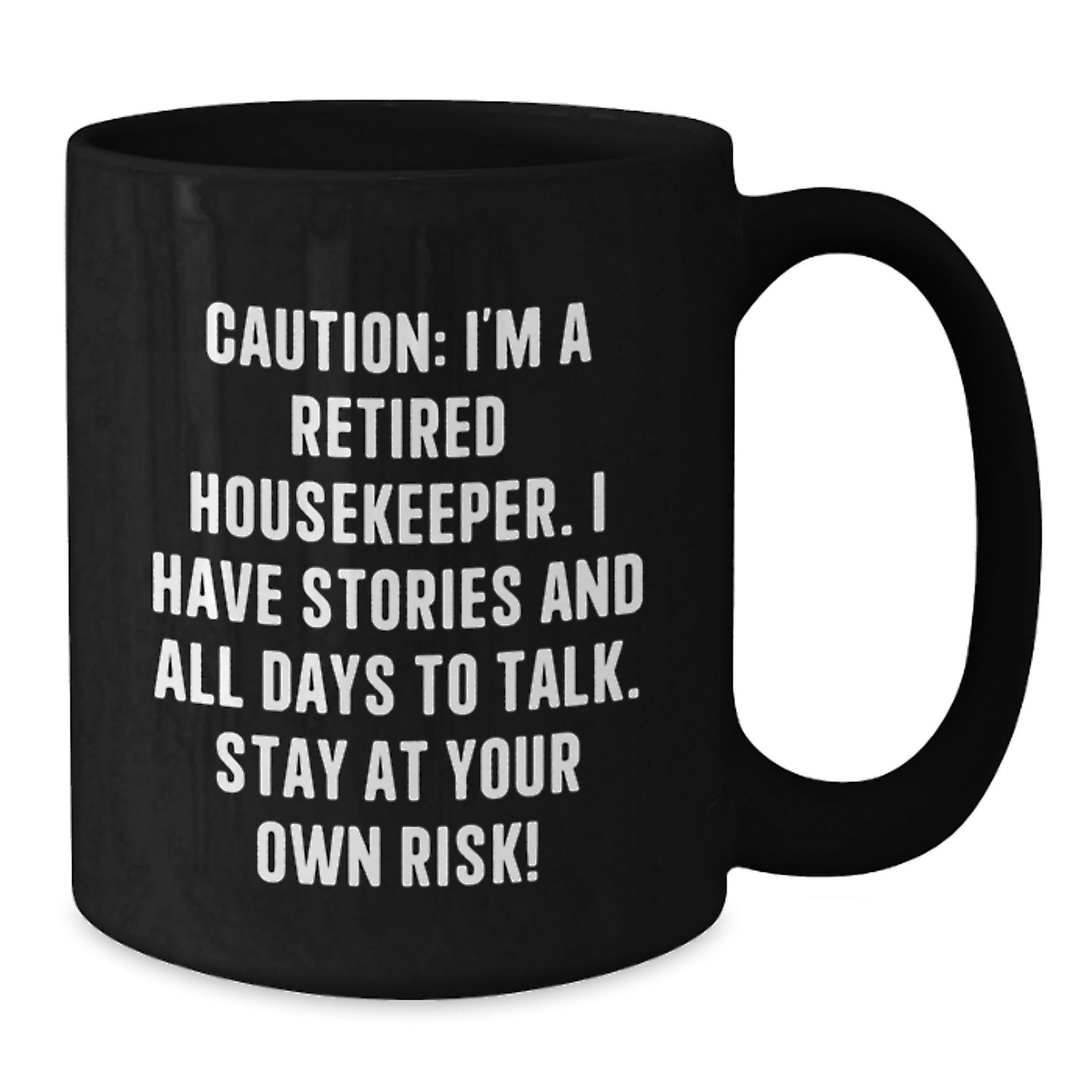 Funny Housekeeper Gifts for Women, Black Ceramic Coffee Mug, Caution Warning Sign for Housekeeper Humor, Christmas Unique Presents - Additional
