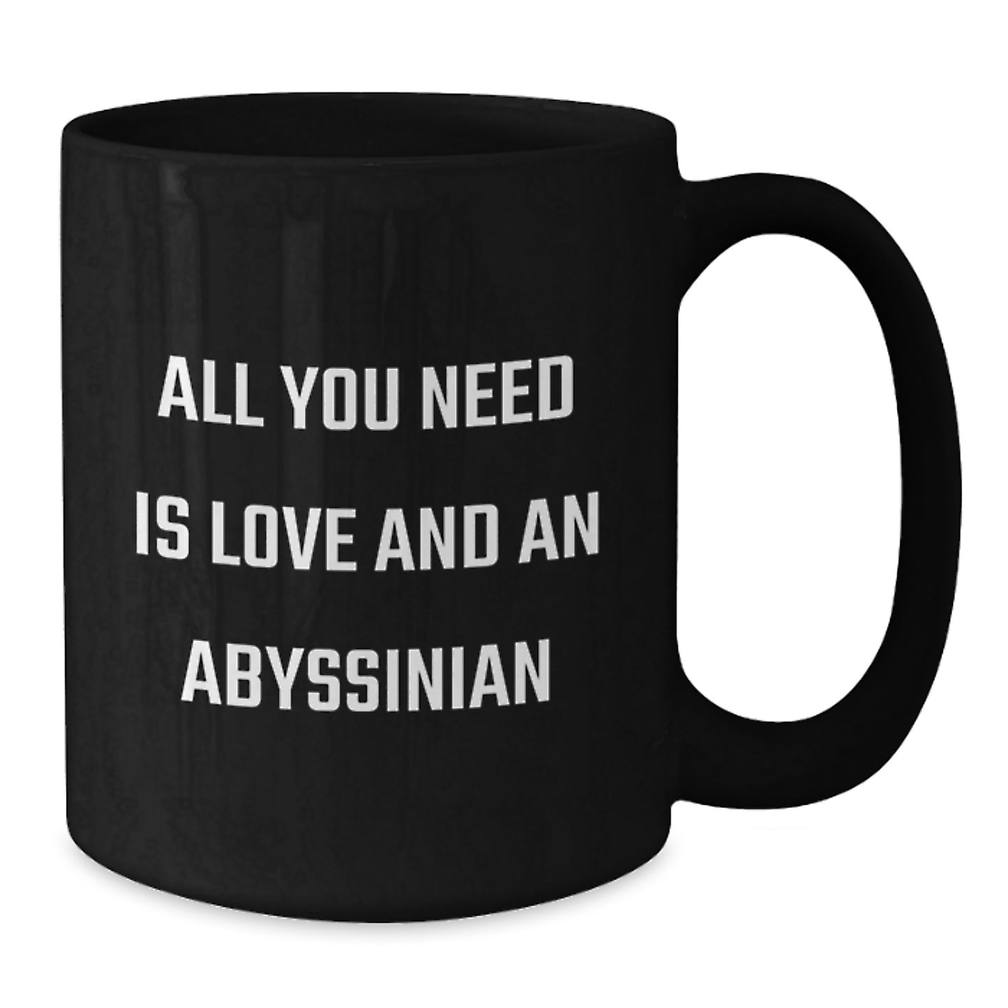 Abyssinian Cat Lover's Gift - All You Need Is Love And An Abyssinian, Funny Black Coffee Mug for Graduation, Gifts from Family to Abyssinian Cat Enthusiasts - Additional