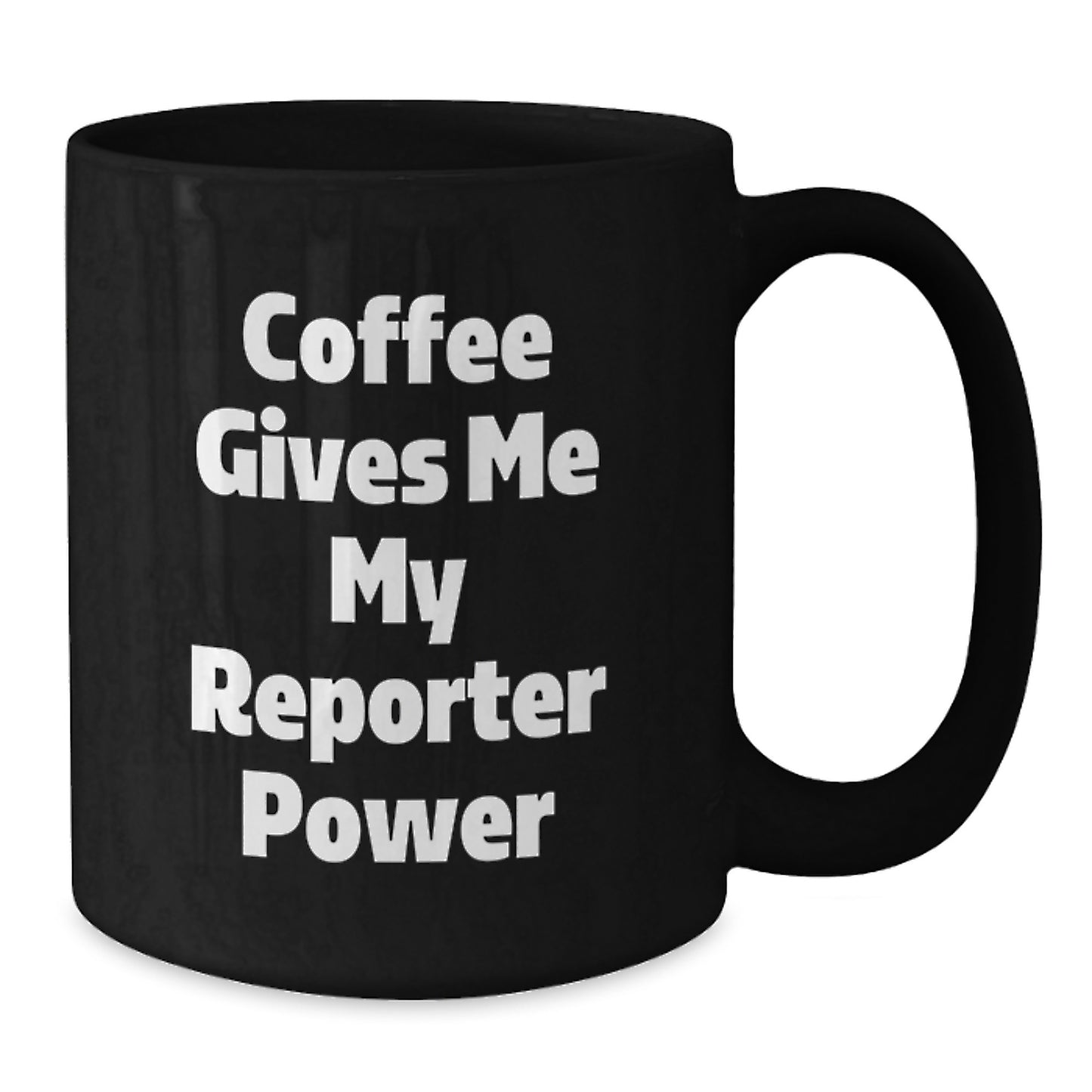 Funny Reporter Gifts, Coffee Gives Me My Reporter Power Black Mug, Unique Christmas Memorable Presents for Reporters, Friends, Family - Additional