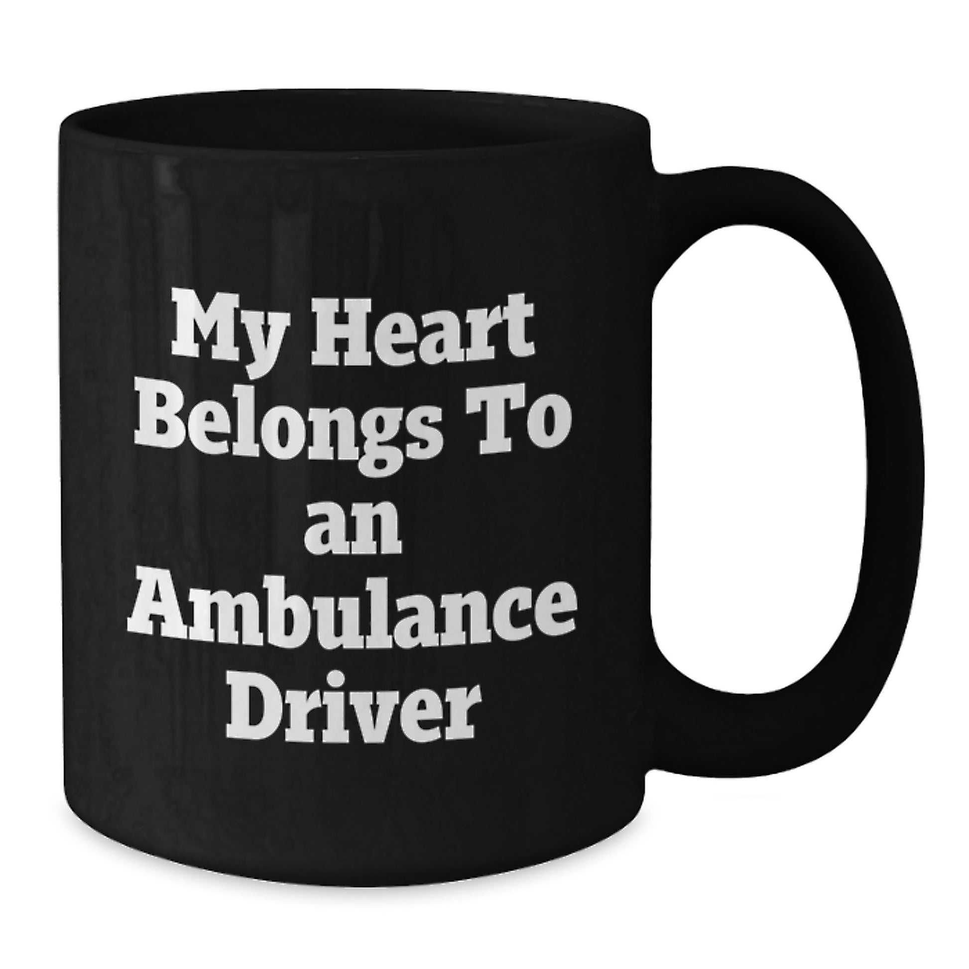 Funny Ambulance Driver Gifts from Friends to Ambulance Drivers, Christmas Unique Gifts for Ambulance Drivers, Black Coffee Mug with 'My Heart Belongs To An Ambulance Driver' Quote - Additional