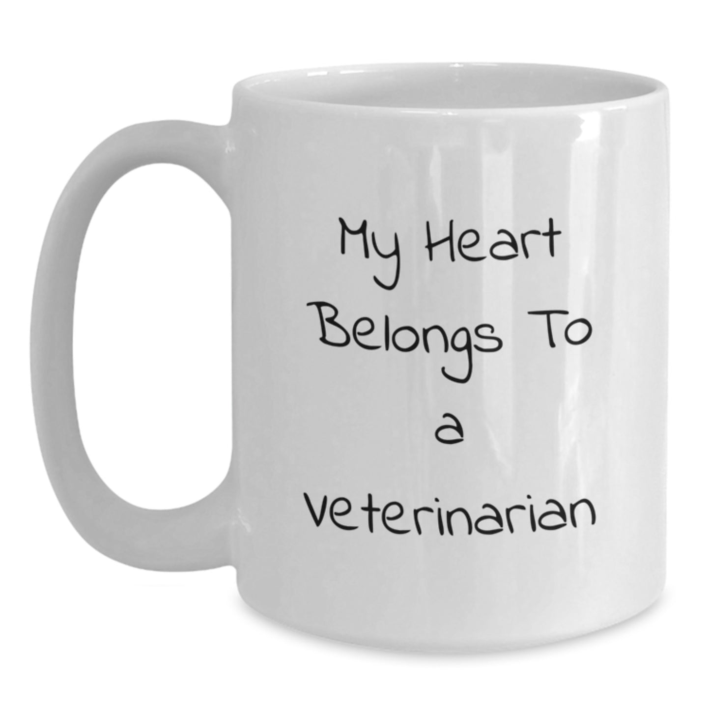 Funny Veterinarian Gifts from Friends and Family for Christmas Unique White Coffee Mugs with 'My Heart Belongs To A Veterinarian' Quote - Main