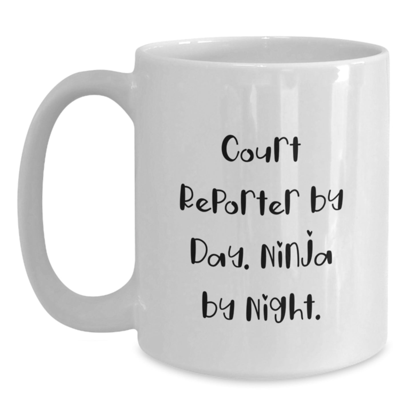 Funny Court Reporter Gifts for Men, Court Reporter White Coffee Mug, Gifts from Friends, Court Reporter by Day Ninja by Night - Main