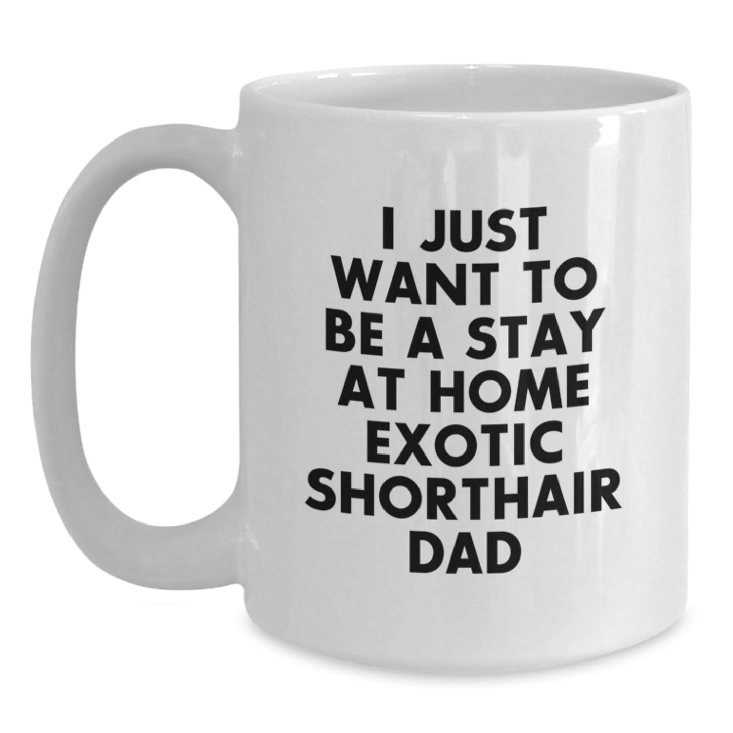 Funny Exotic Shorthair Cat Gifts, White Coffee Mug for Cat Lovers, Unique Birthday Presents from Friends to Exotic Shorthair Cat Dad, I Just Want To Be A Stay At Home Exotic Shorthair Cat Dad Quote - Main