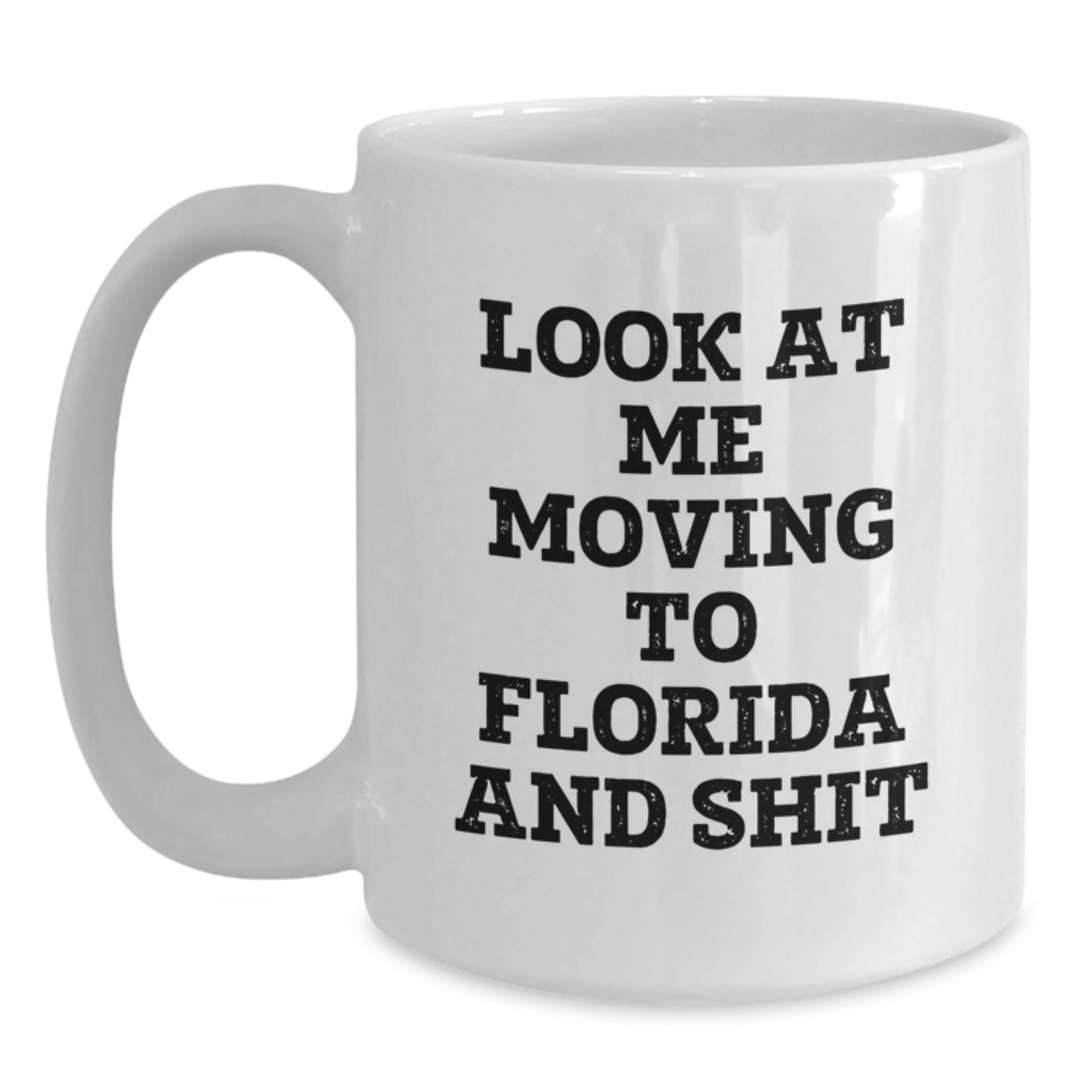 Funny Gifts from Friends in Florida - Best White Coffee Mug for Birthday - Move to Florida and Shit, White Coffee Mug, Gifts for Friends - Main