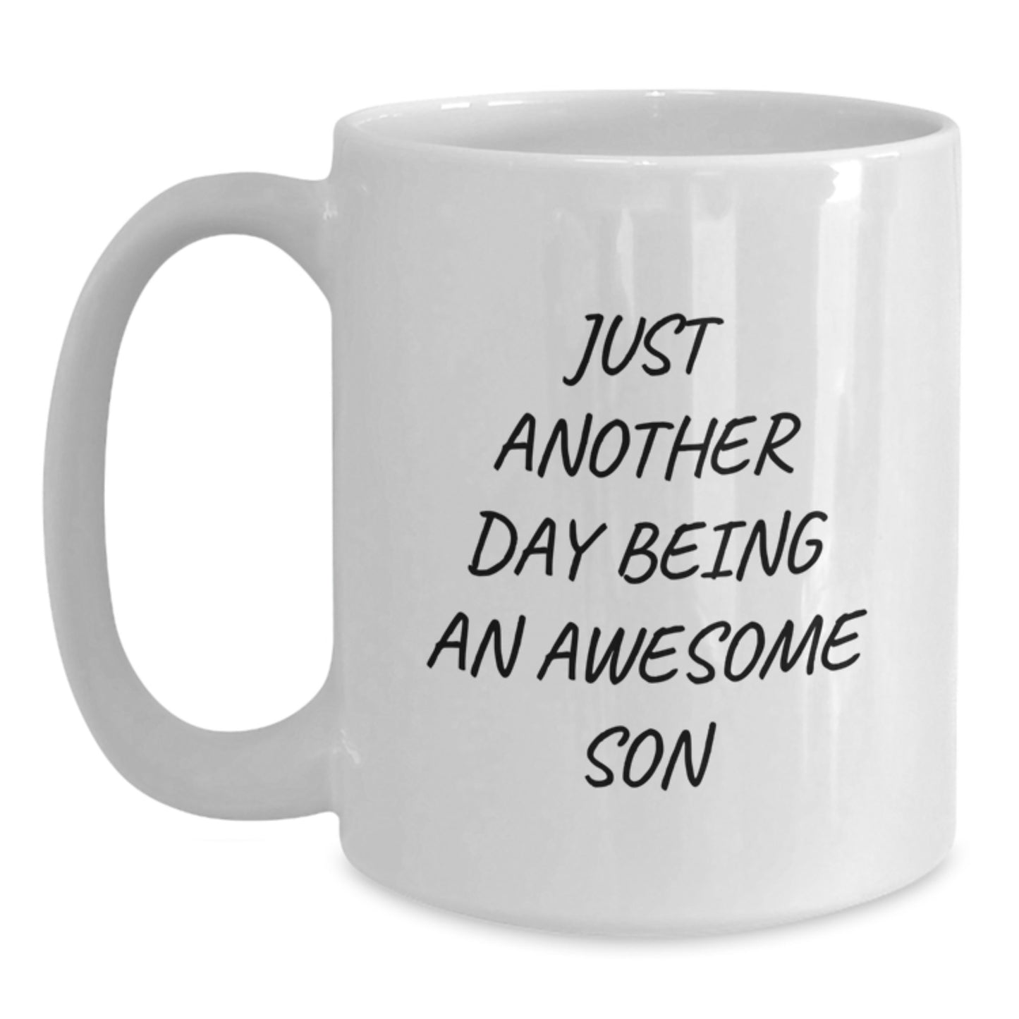 Gifts from Mom for My Awesome Son, Funny White Coffee Mug with Just Another Day Being An Awesome Son Quote, Perfect for Valentine's - Main