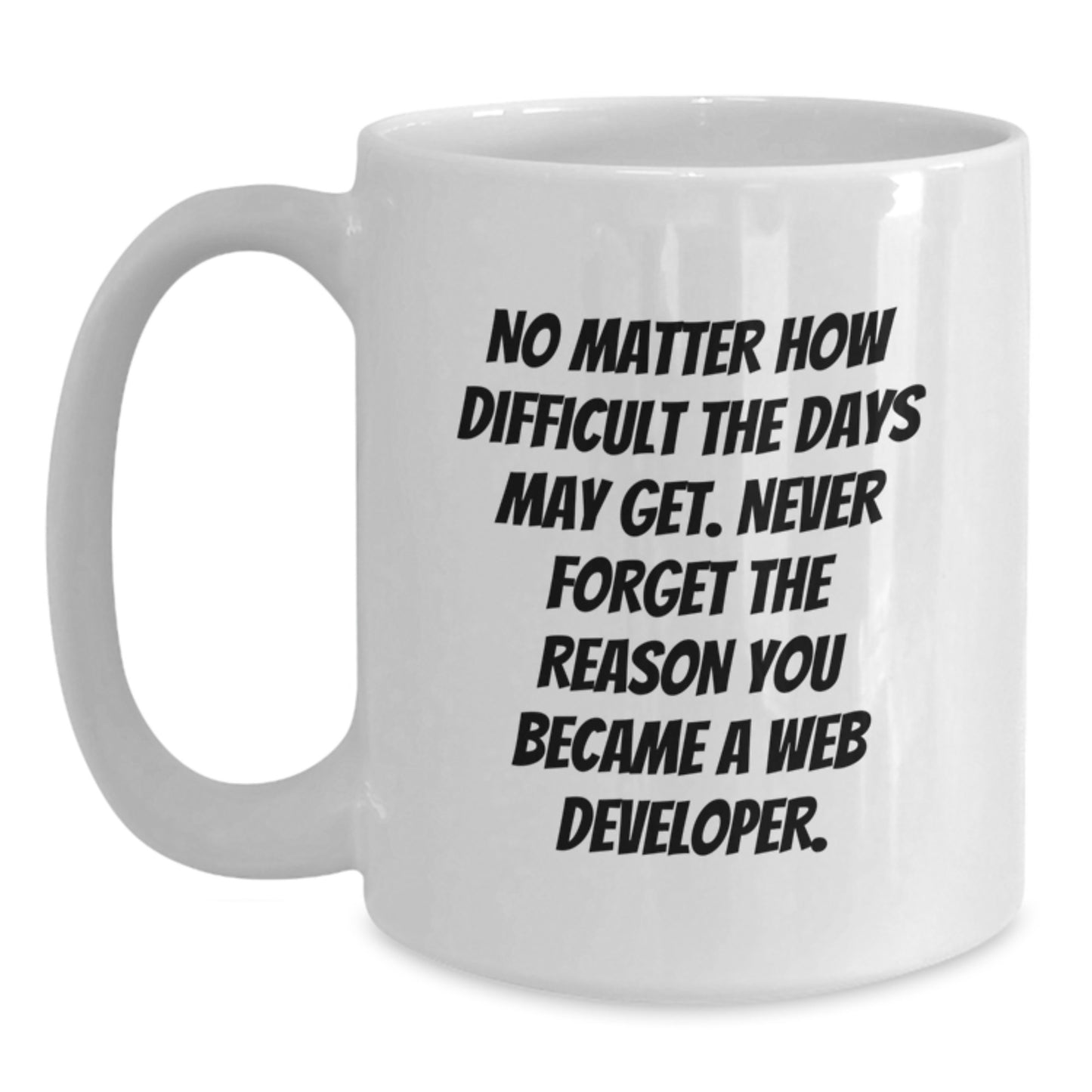 Funny Graduation Unique Gifts for Web Developer Friends from Men, White Coffee Mug with Inspirational Quote - 'No Matter How Difficult The Days May Get. - Main