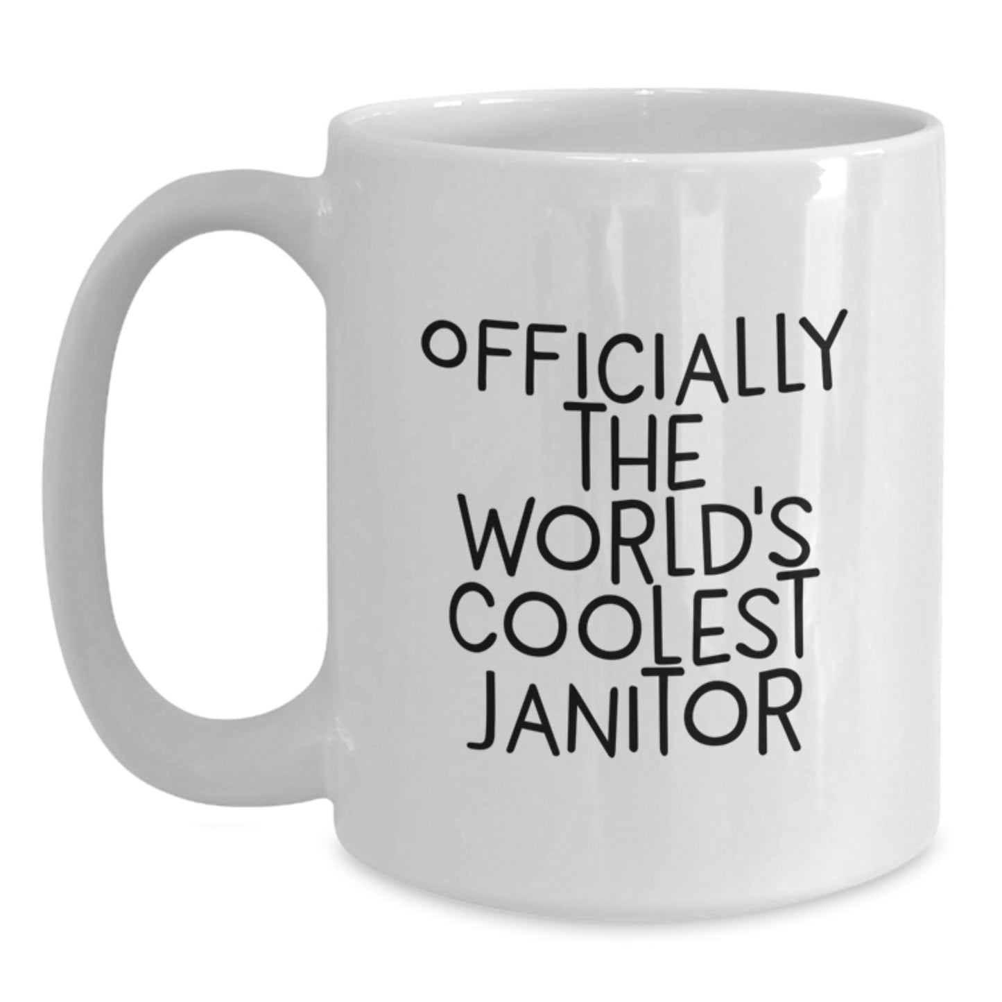 Funny Janitor Gifts for Friends, Officially The World's Coolest Janitor White Coffee Mug from Family - Main